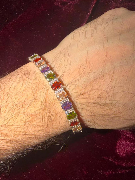 Men's Multicolor Oval Halo Tennis Rakhi Bracelet
