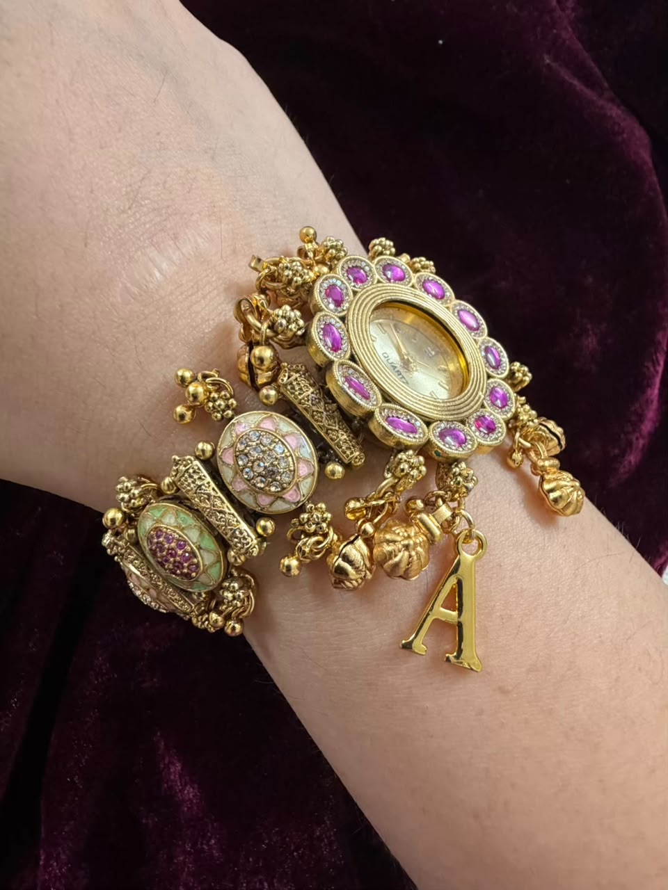 Royal Lavender Heritage Watch Rakhi with Pastel Enamel (Free Initial)