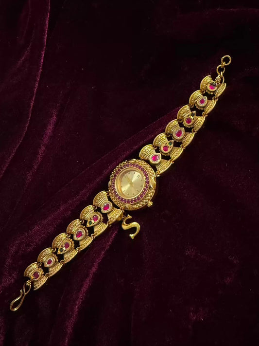 Ruby Regal Maharani Heritage Watch Rakhi in Premium Swarovski (Free Initial)
