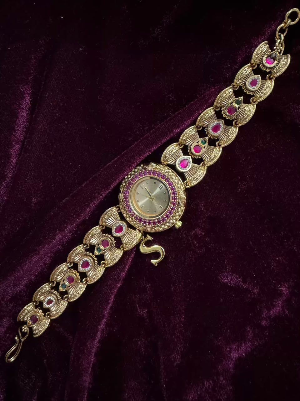Ruby Regal Maharani Heritage Watch Rakhi in Premium Swarovski (Free Initial)