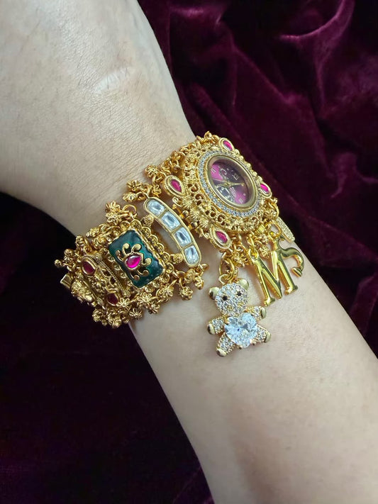 Mayura Gulabika Heritage Watch Rakhi in Premium Swarovski (Free Initial)