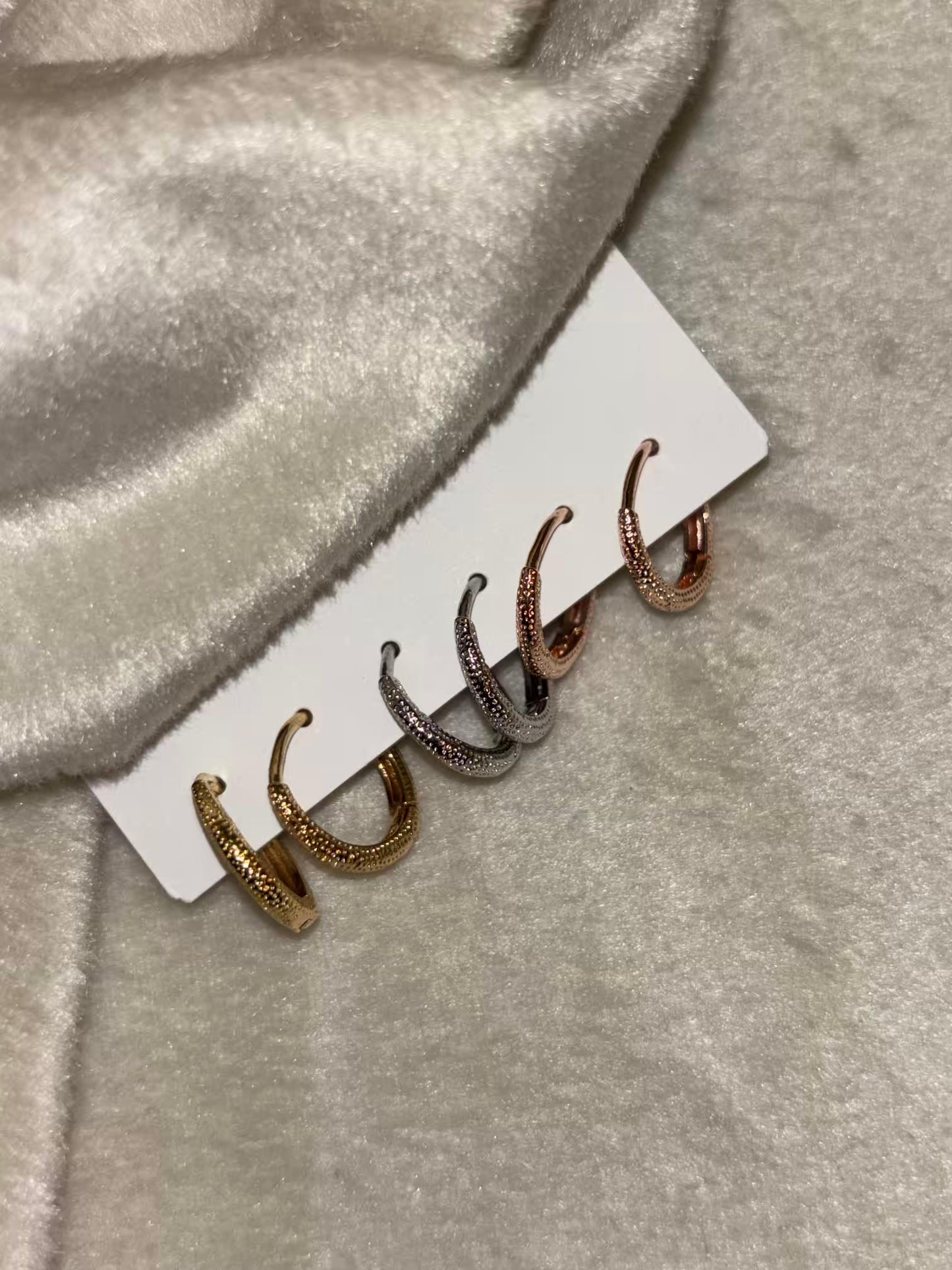 Multi Toned Huggies Set Premium Earrings