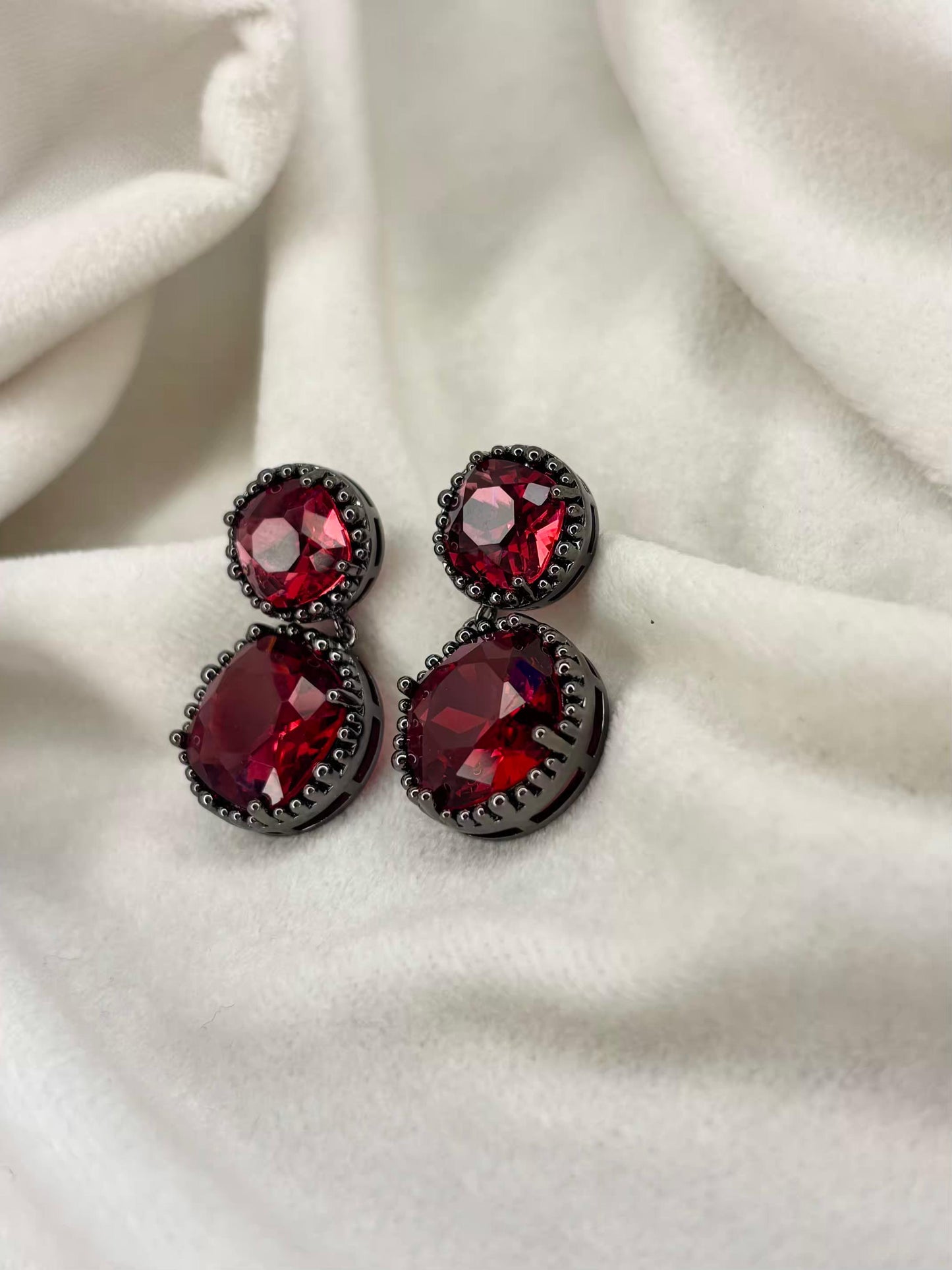 Blood Rush Studded Silver Plated Premium Earrings