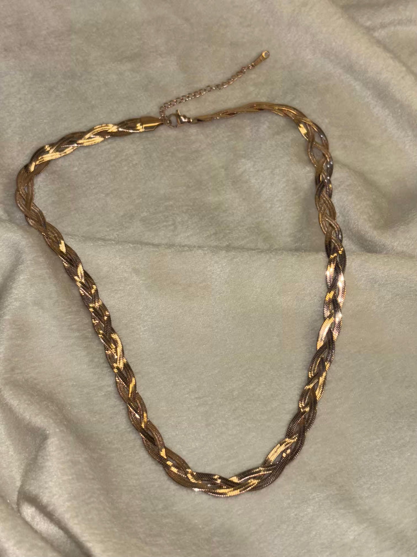 Twisted Snake Chain Necklace 18K Gold Plated Premium Necklace