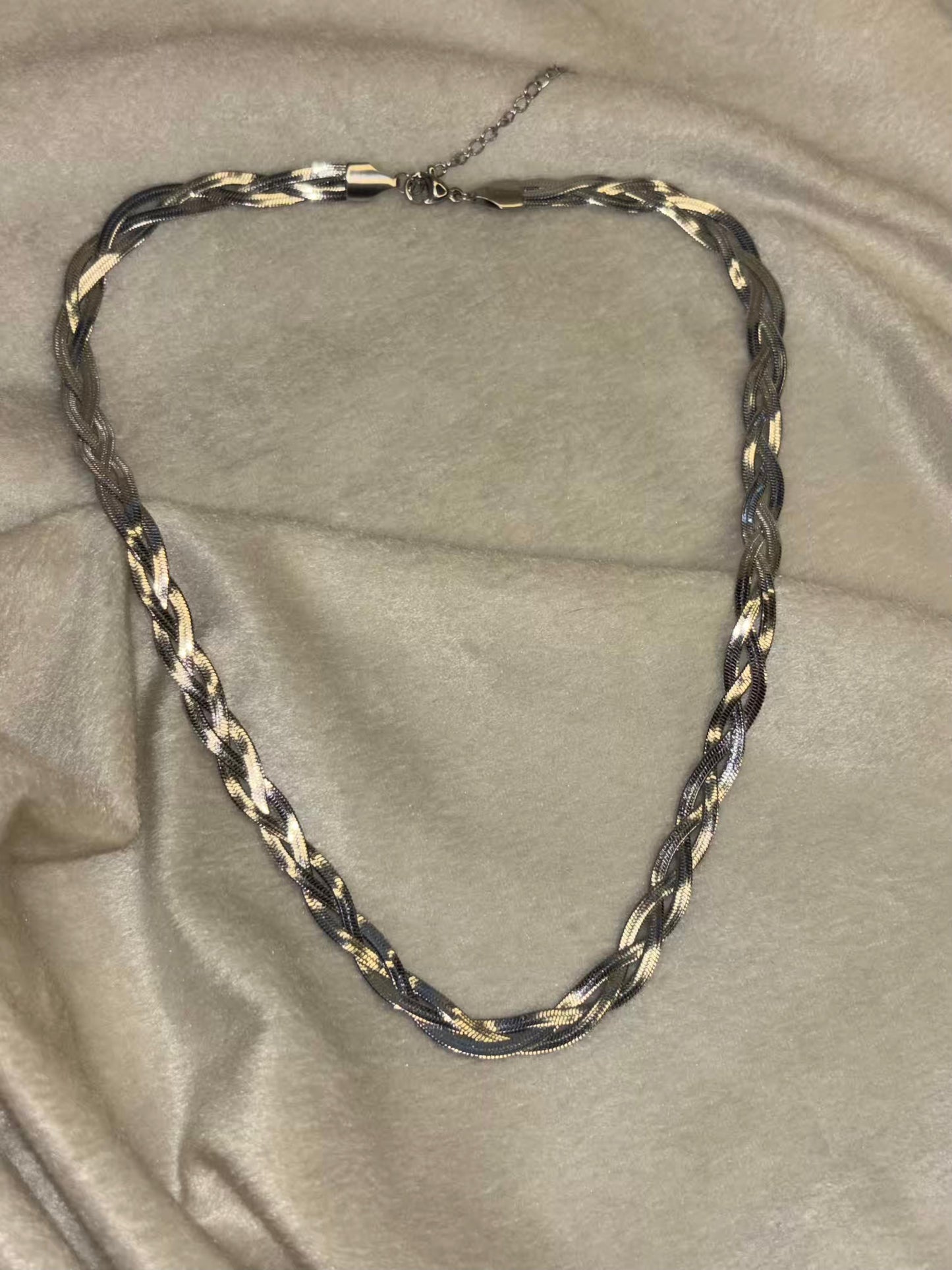 Twisted Snake Chain Necklace Silver Plated Premium Necklace