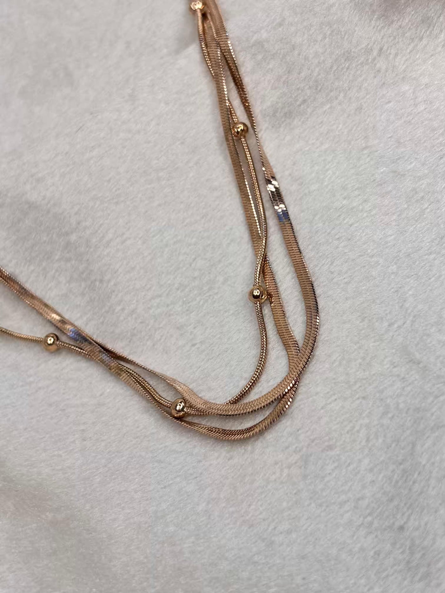 Three Layered Snake Chain Necklace 18K Gold Plated Premium Necklace