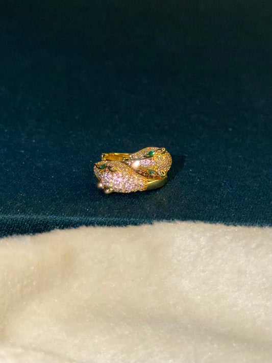 18k Gold Plated Panther Huggies Ear Studs