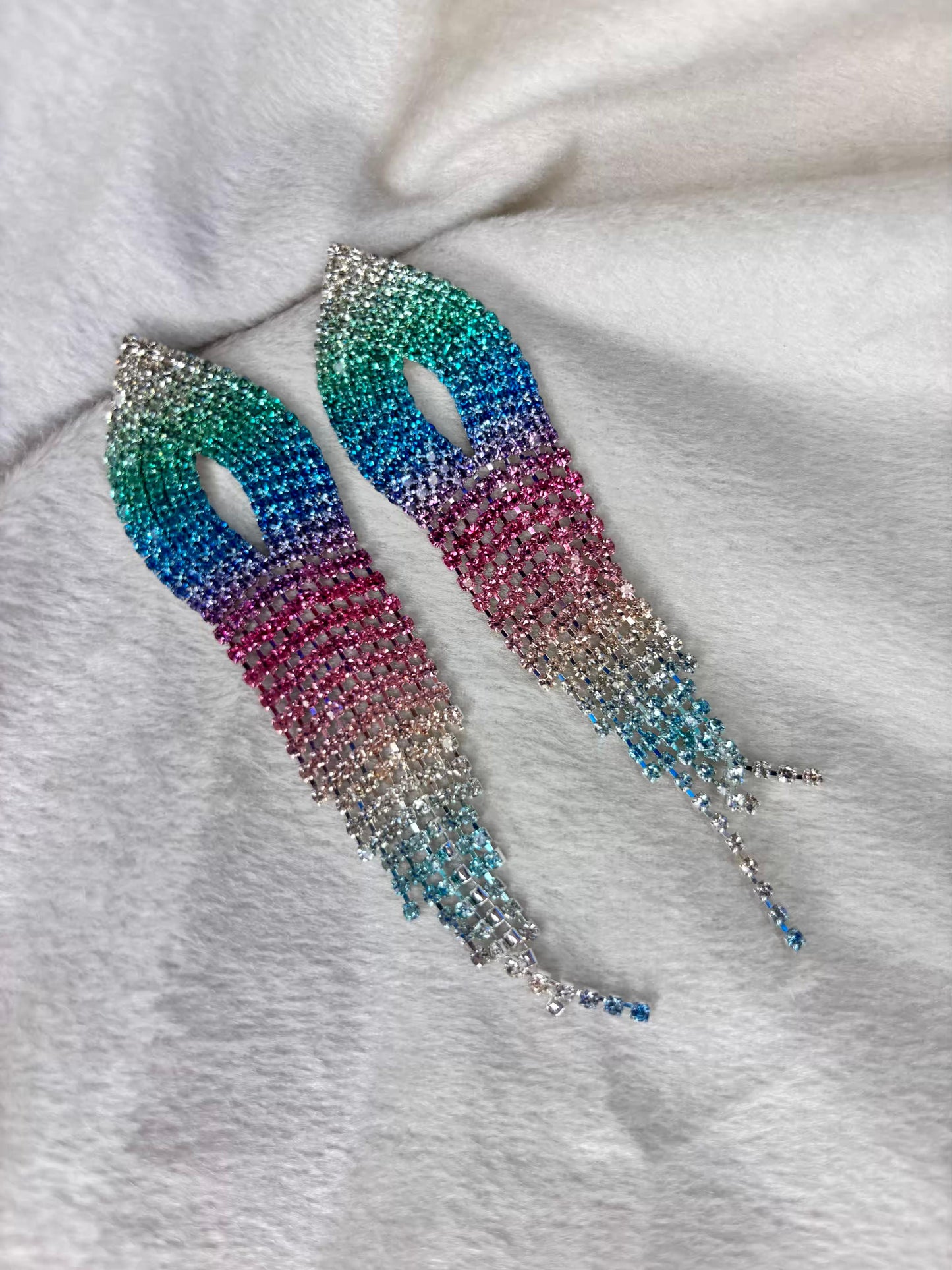 Peacock Feather Silver Plated Premium Earrings