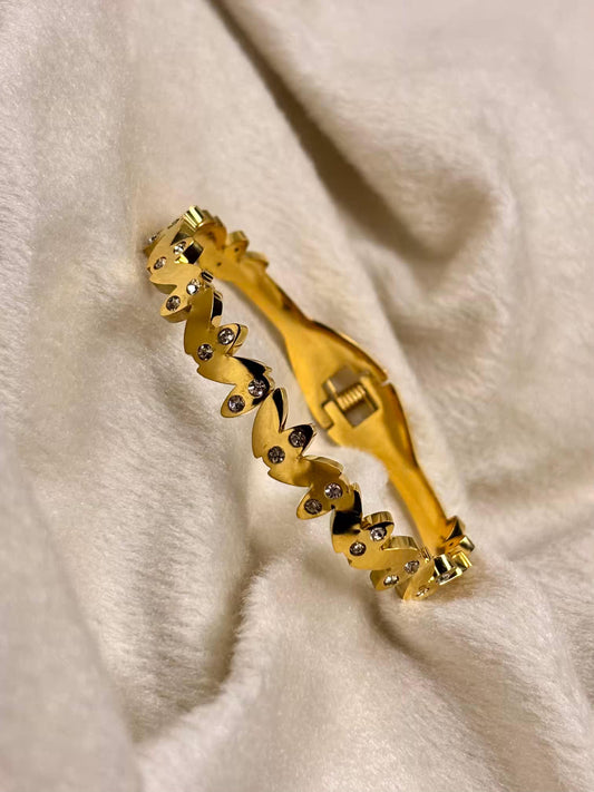 For Thin Wrist Studded Wave Bangle 18K Gold plated Premium Bangle 2.2 - 2.4 Size