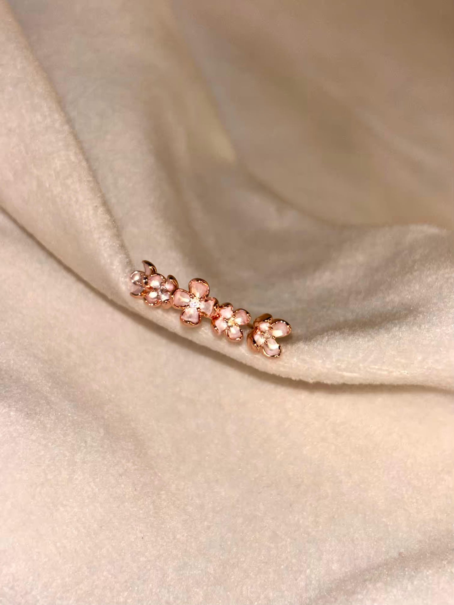 Flower stack Rose Gold Plated Adjustable Ring