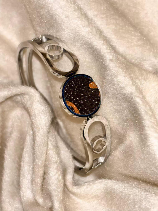 For Thin Wrist Black Hole Bangle Silver plated Premium Bangle 2.2 - 2.4 Size