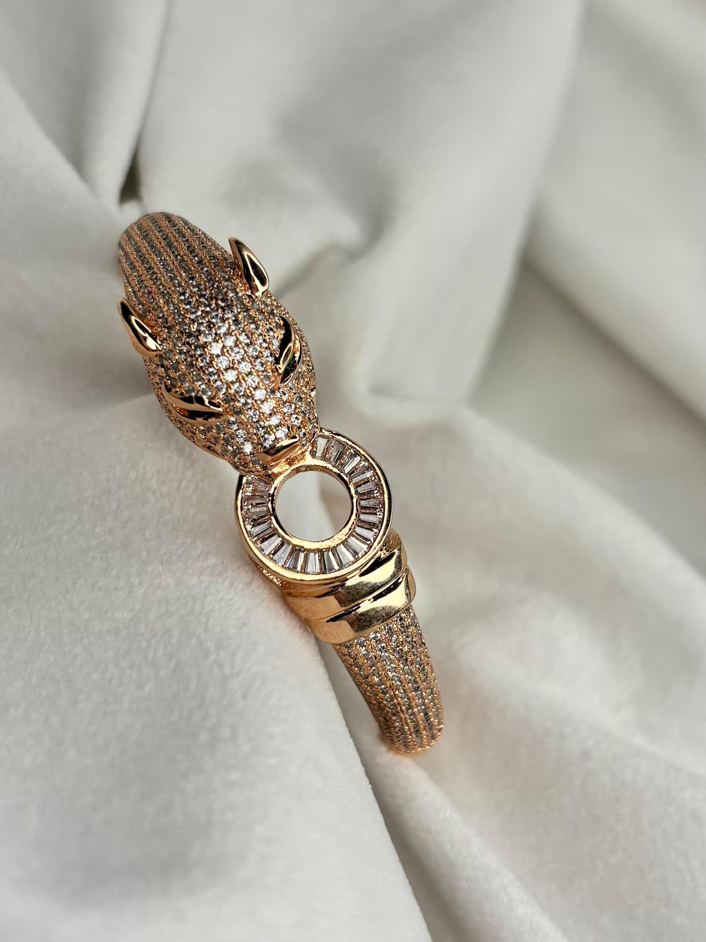 Tiger Head Premium Kada Bangle Rose Gold Plated