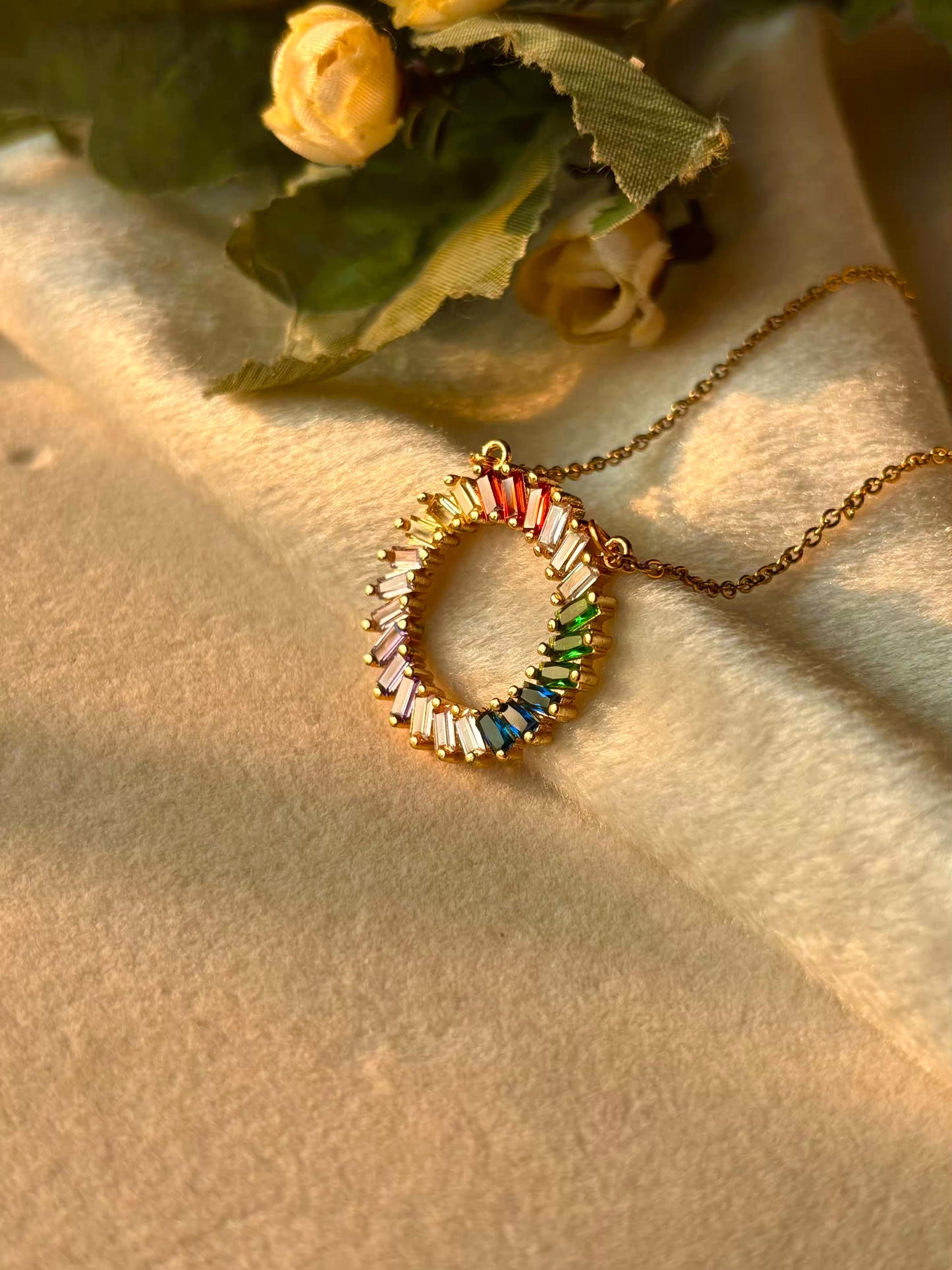 Rainbow Spiral Necklace 18K Gold Plated Premium Necklace