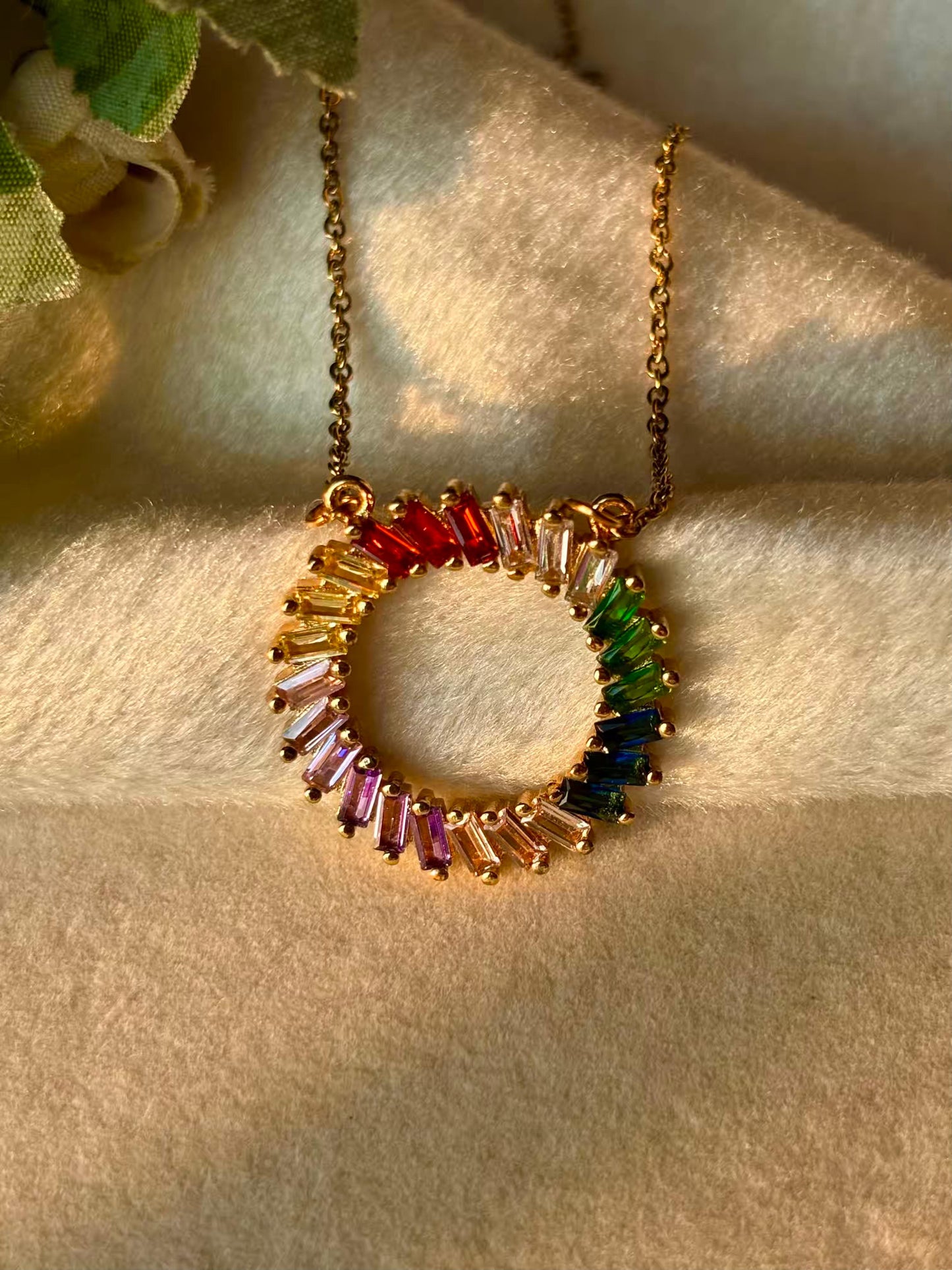 Rainbow Spiral Necklace 18K Gold Plated Premium Necklace