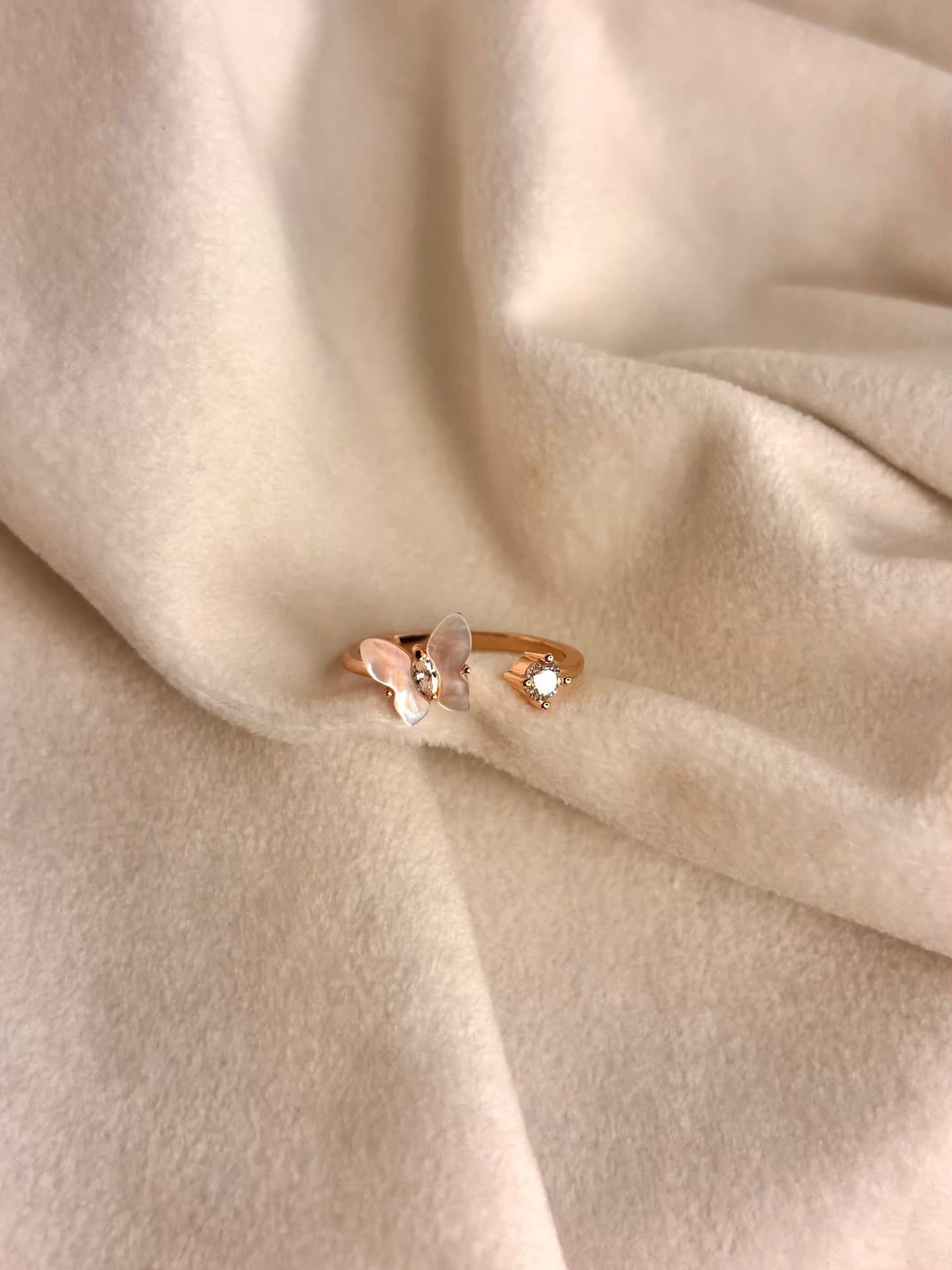 Open Butterfly Rose Gold Plated Adjustable Ring