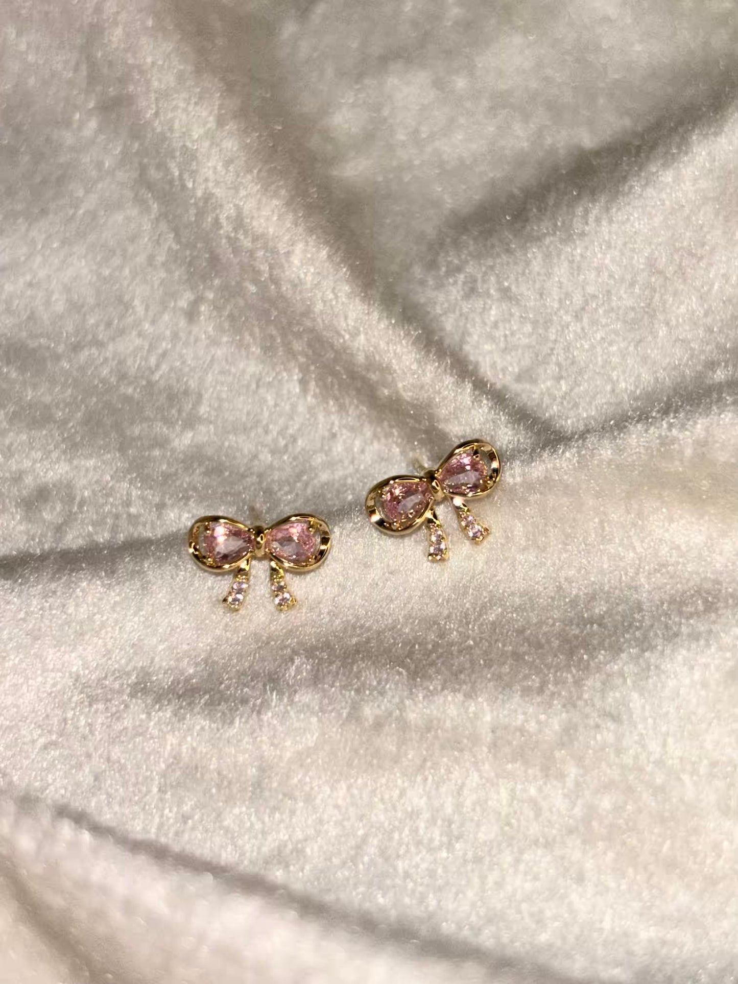 Lavender Bow Earrings 18K Gold Plated Premium Earrings