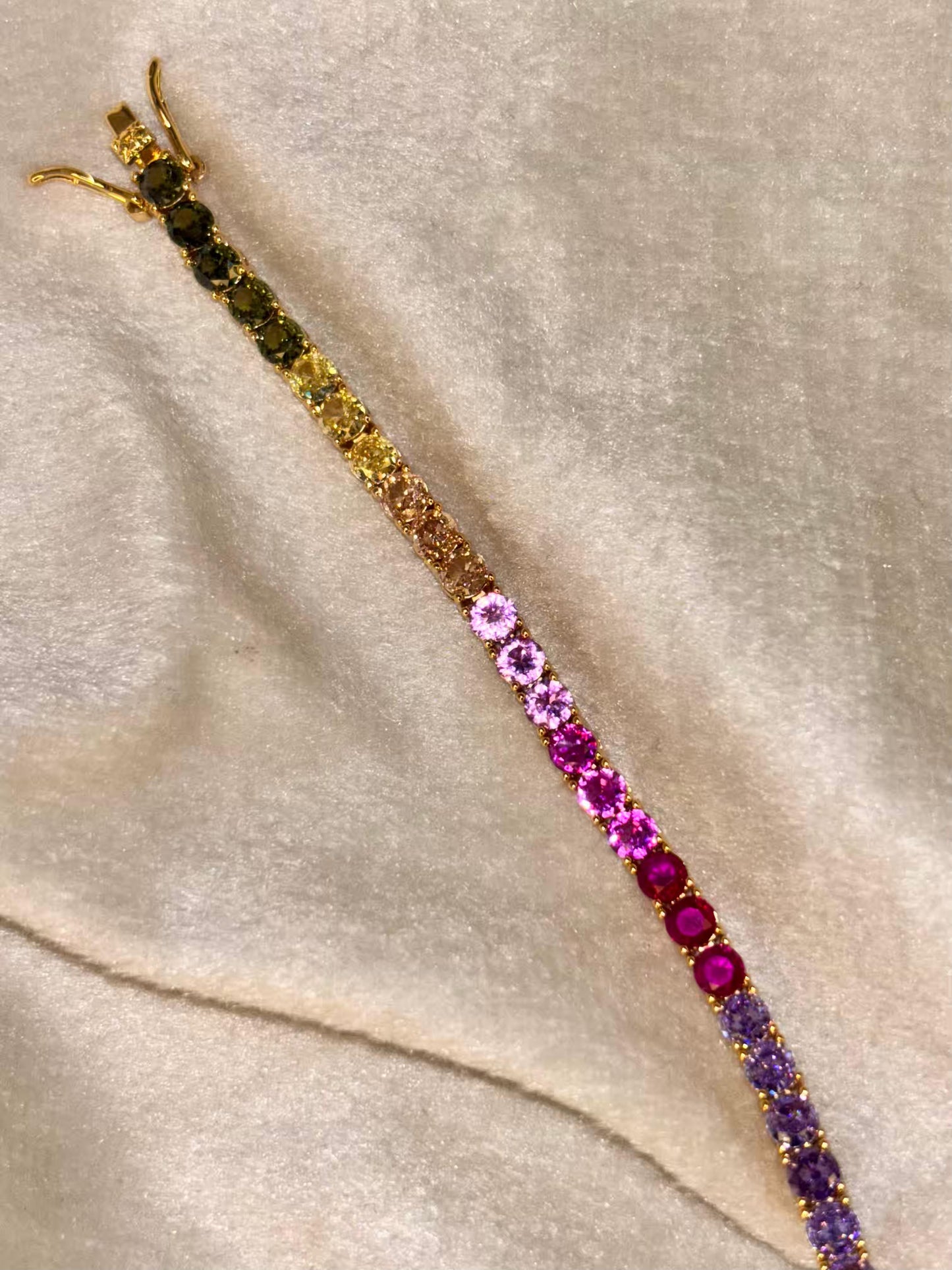 Multicolored Gem Studded 18K Gold plated Premium Tennis Bracelet