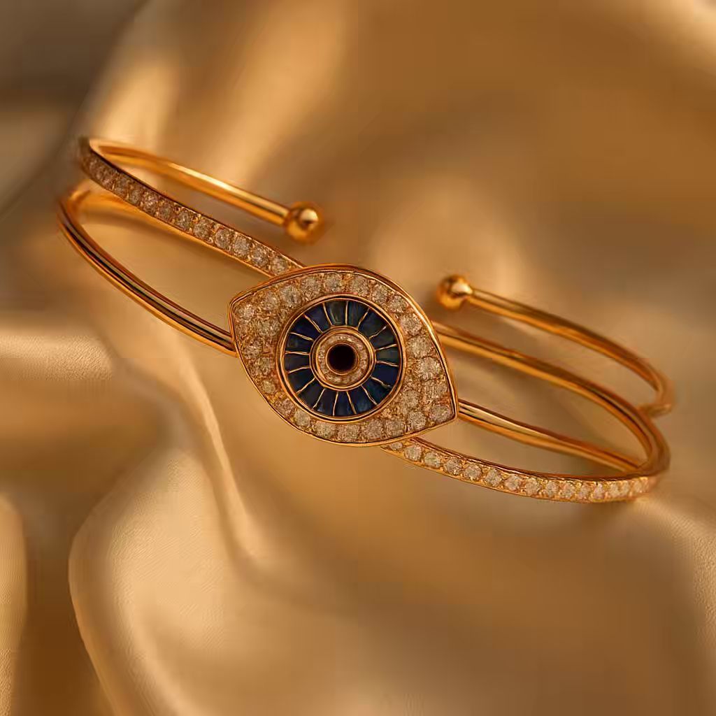 Studded Evil Eye Bangle Rose Gold Plated Premium Kada Bangle