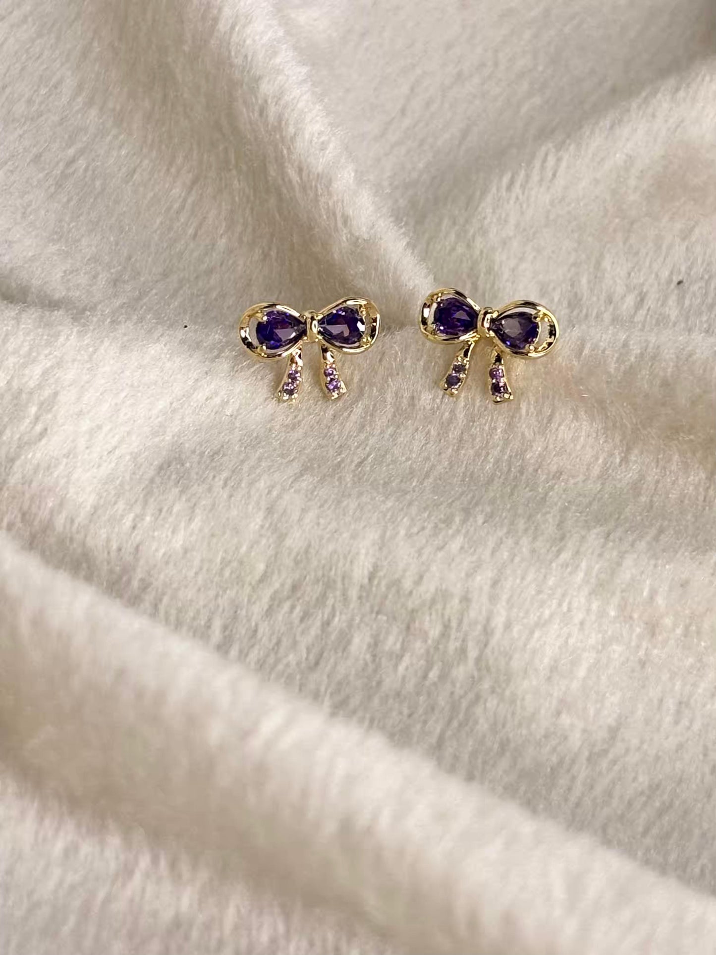 Purple Knot Studds Earring 18K Gold Plated Earrings Premium Earrings
