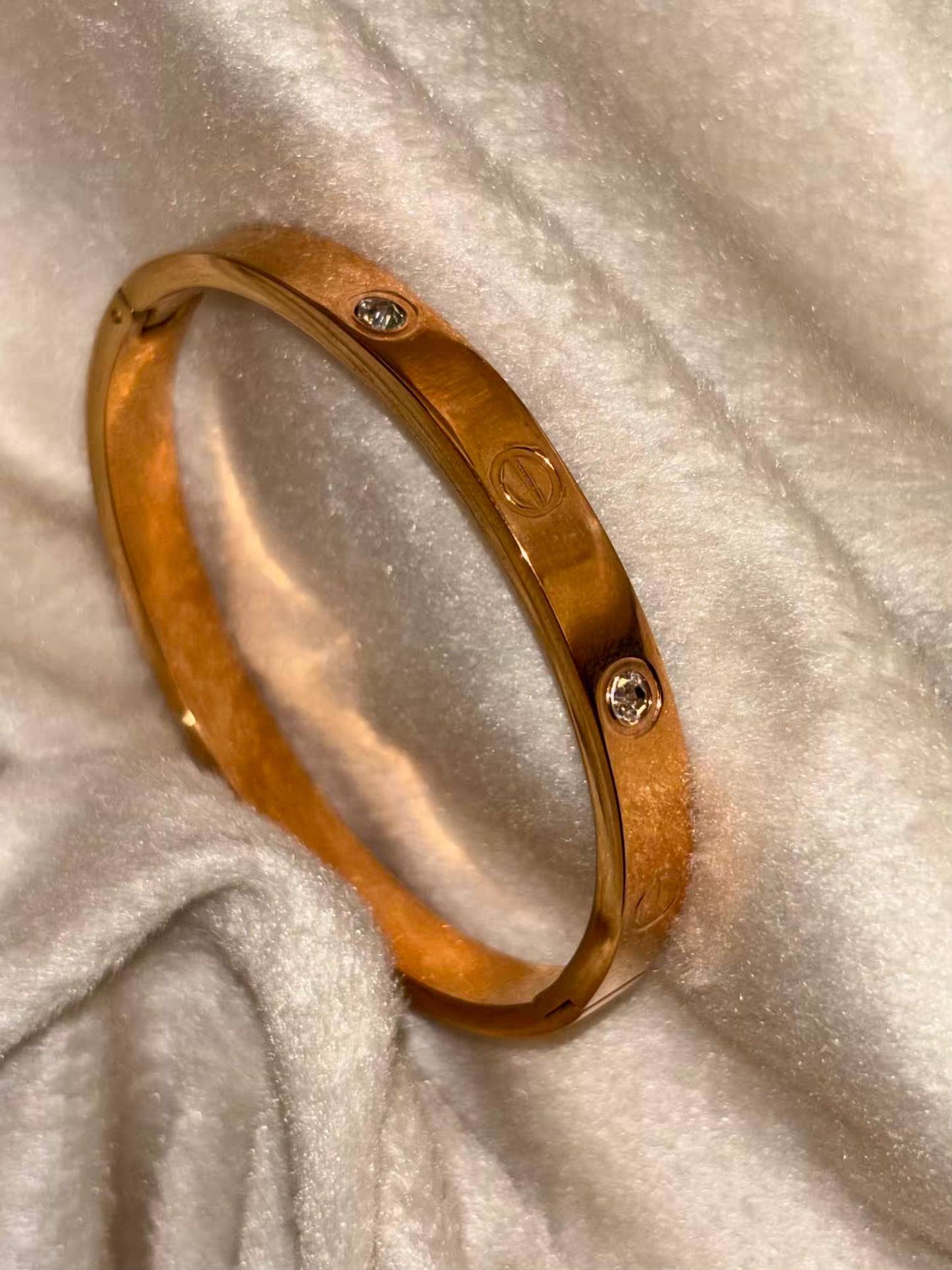 For Thin Wrist Love Band Bangle 18K Gold plated Premium Bangle 2.2 - 2.4 Size