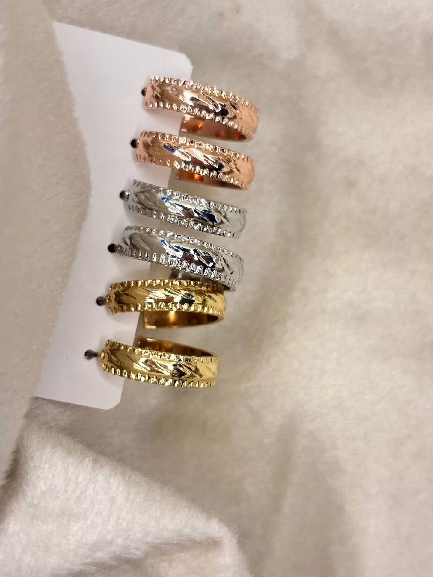 Multi Toned Textured Small Hoops Premium Earrings ( Prepaid Only)
