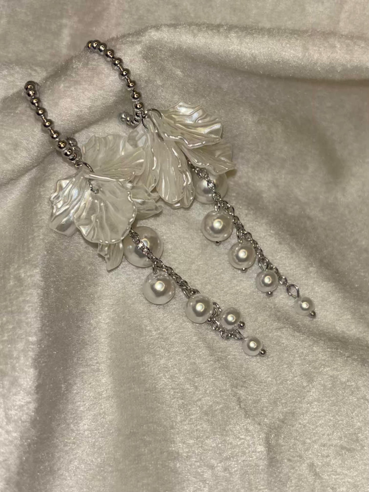 Pearl Shell Dangles Silver Plated Premium Earrings