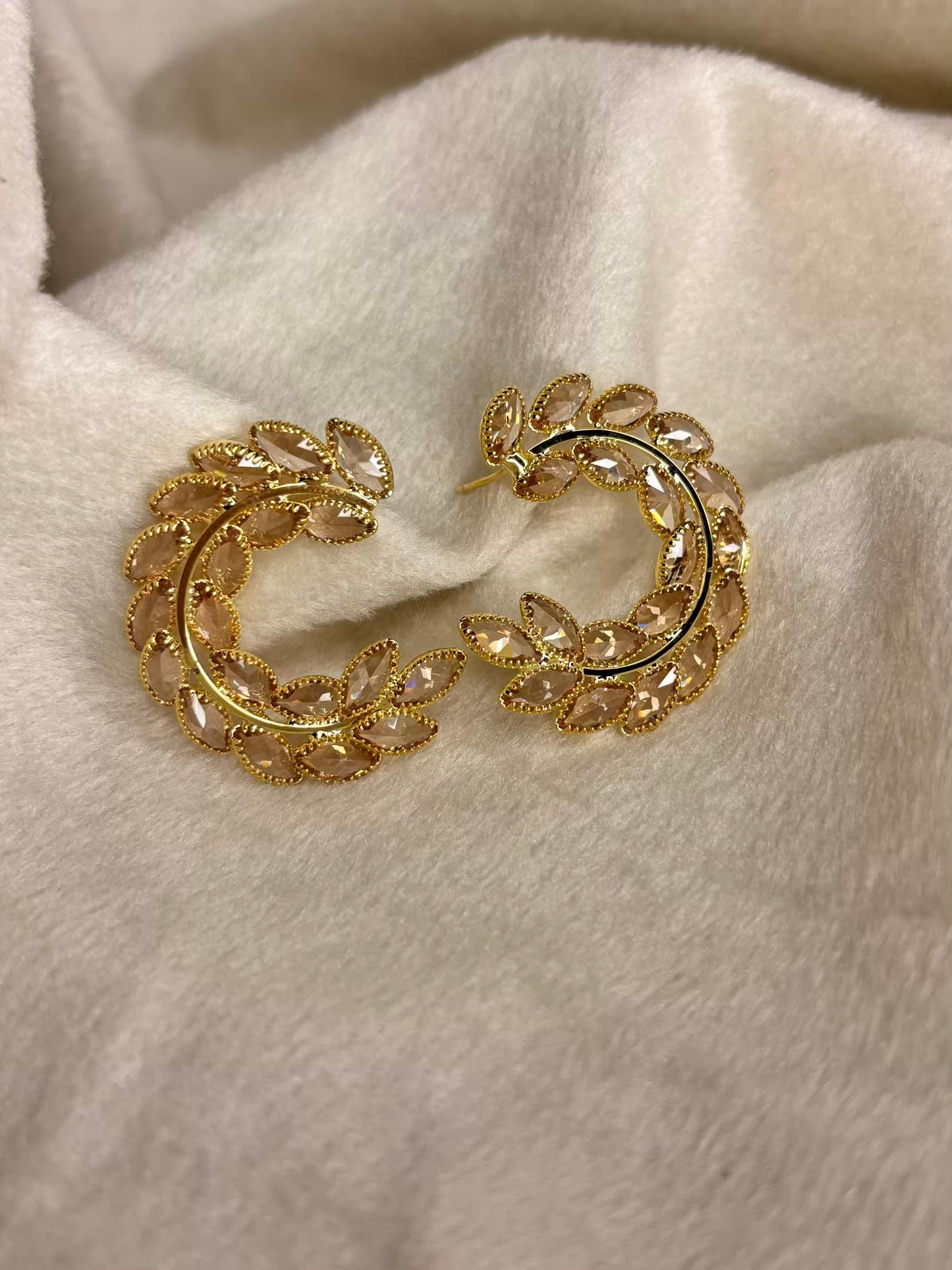 Golden Half Spiral 18K Gold Plated Earrings Premium Earrings