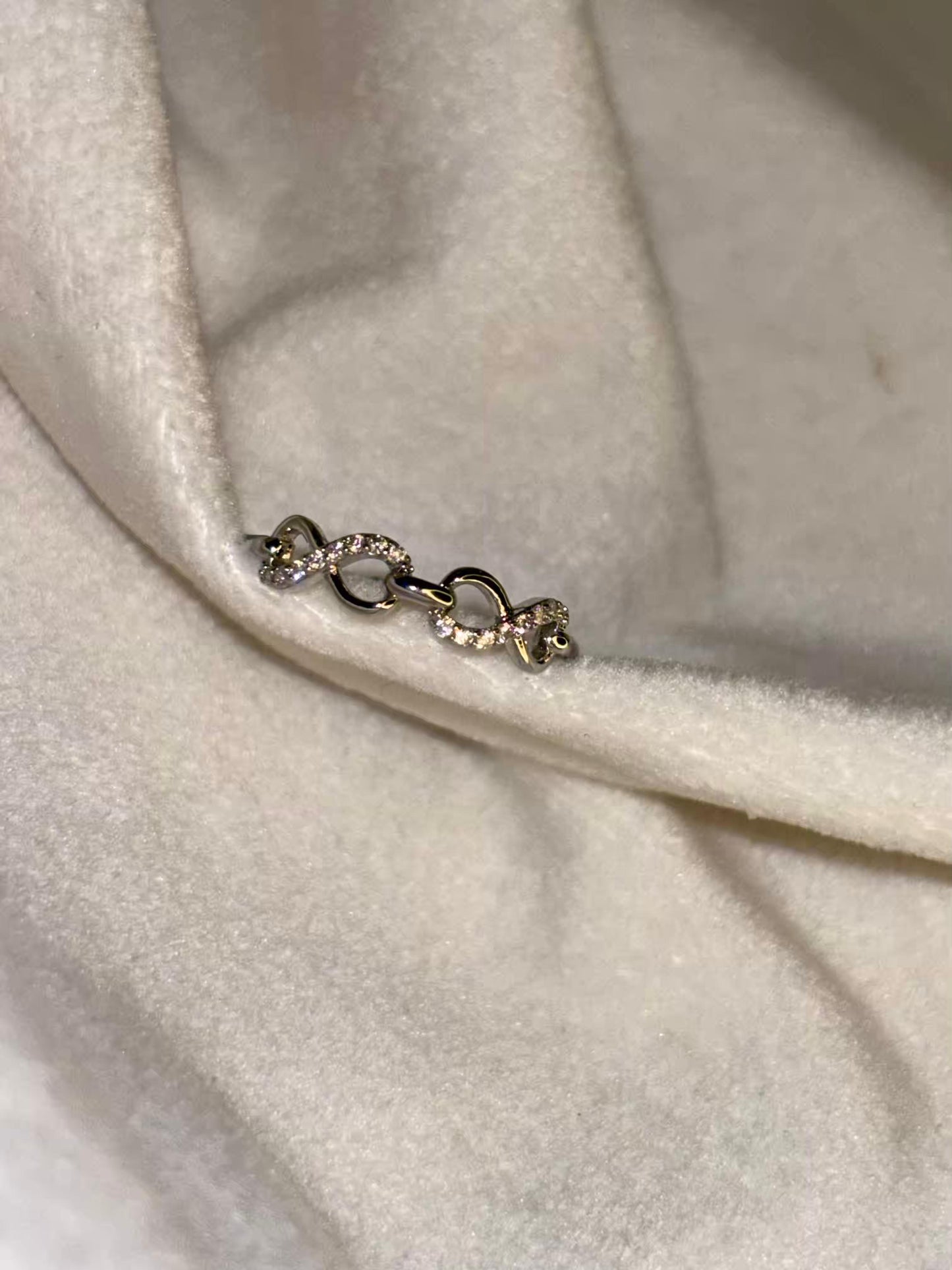 Double Infinity studded Ring Silver Adjustable Ring