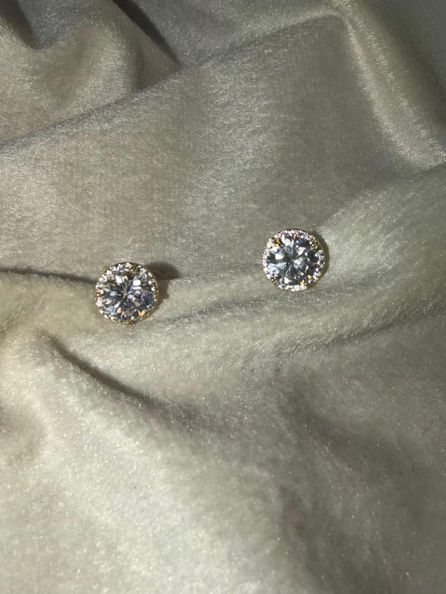 Classic Diamond-Look Studs Gold Plated Earrings