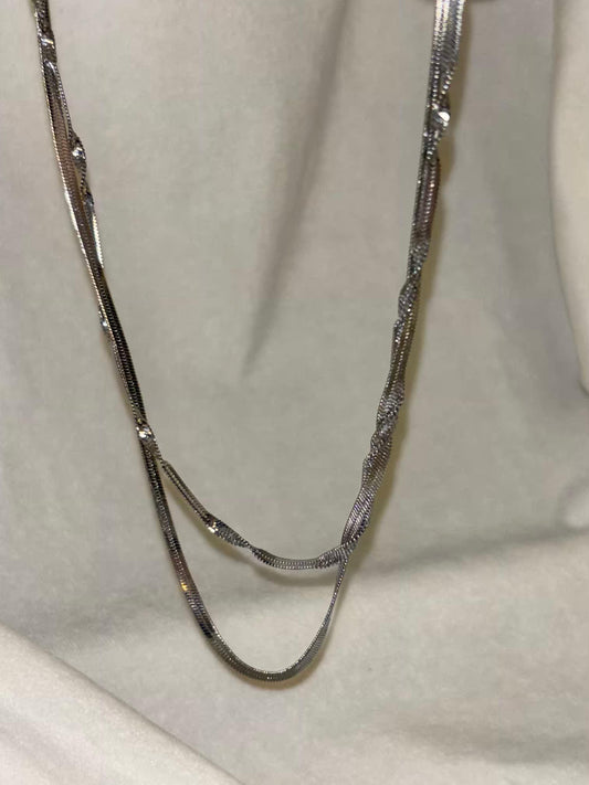 Dual Layered Snake Chain Necklace Silver Plated Premium Necklace