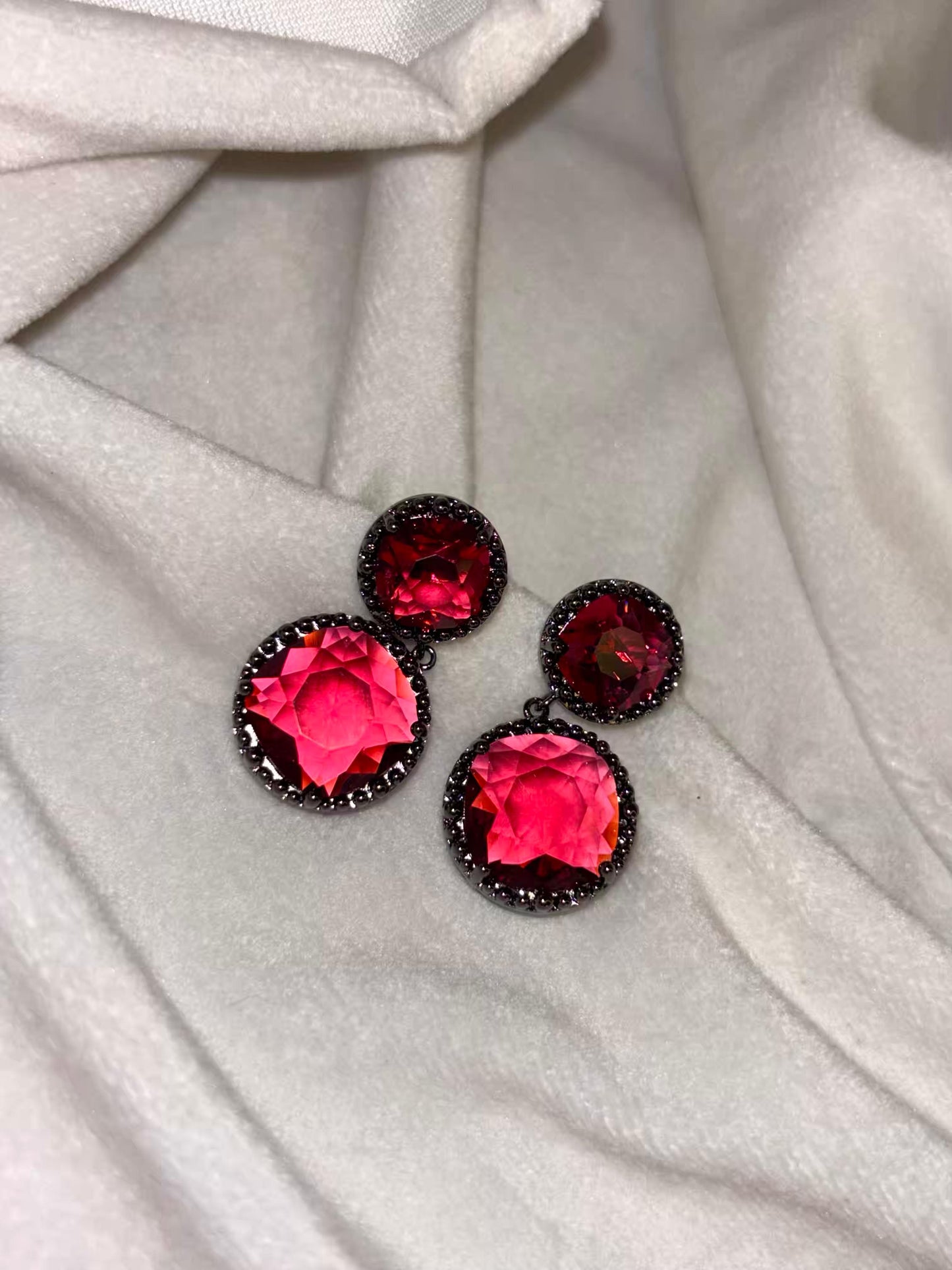 Blood Rush Studded Silver Plated Premium Earrings