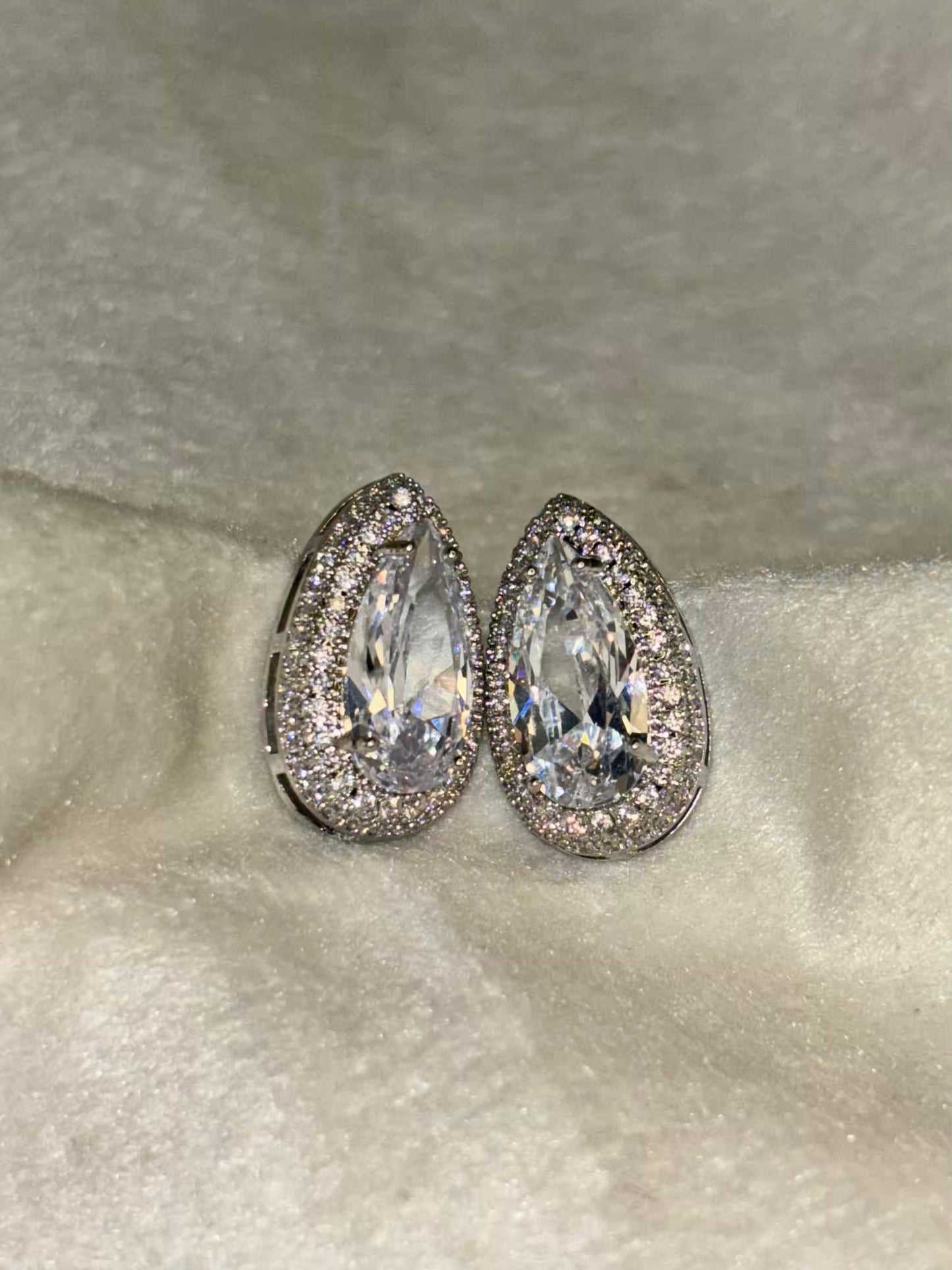 White Solitaire Studds Silver Plated Premium Earrings