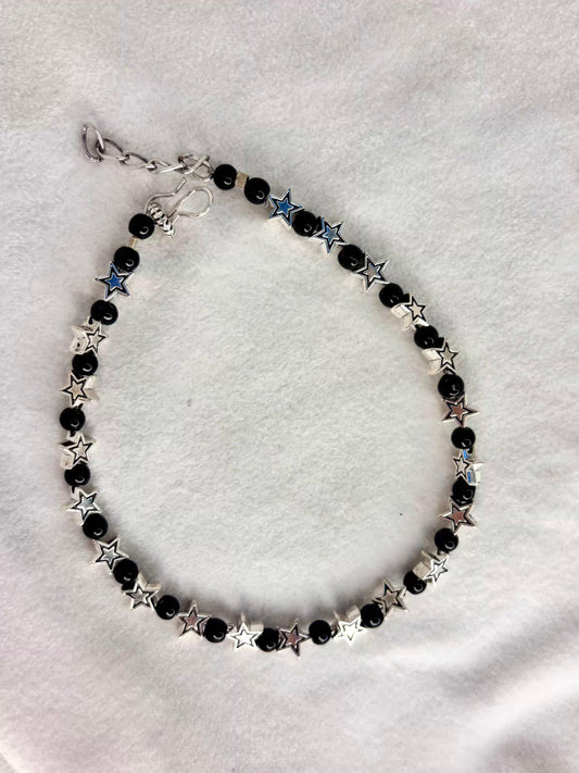 Silver Star Beads Premium Anklet Payal with Silver hooks