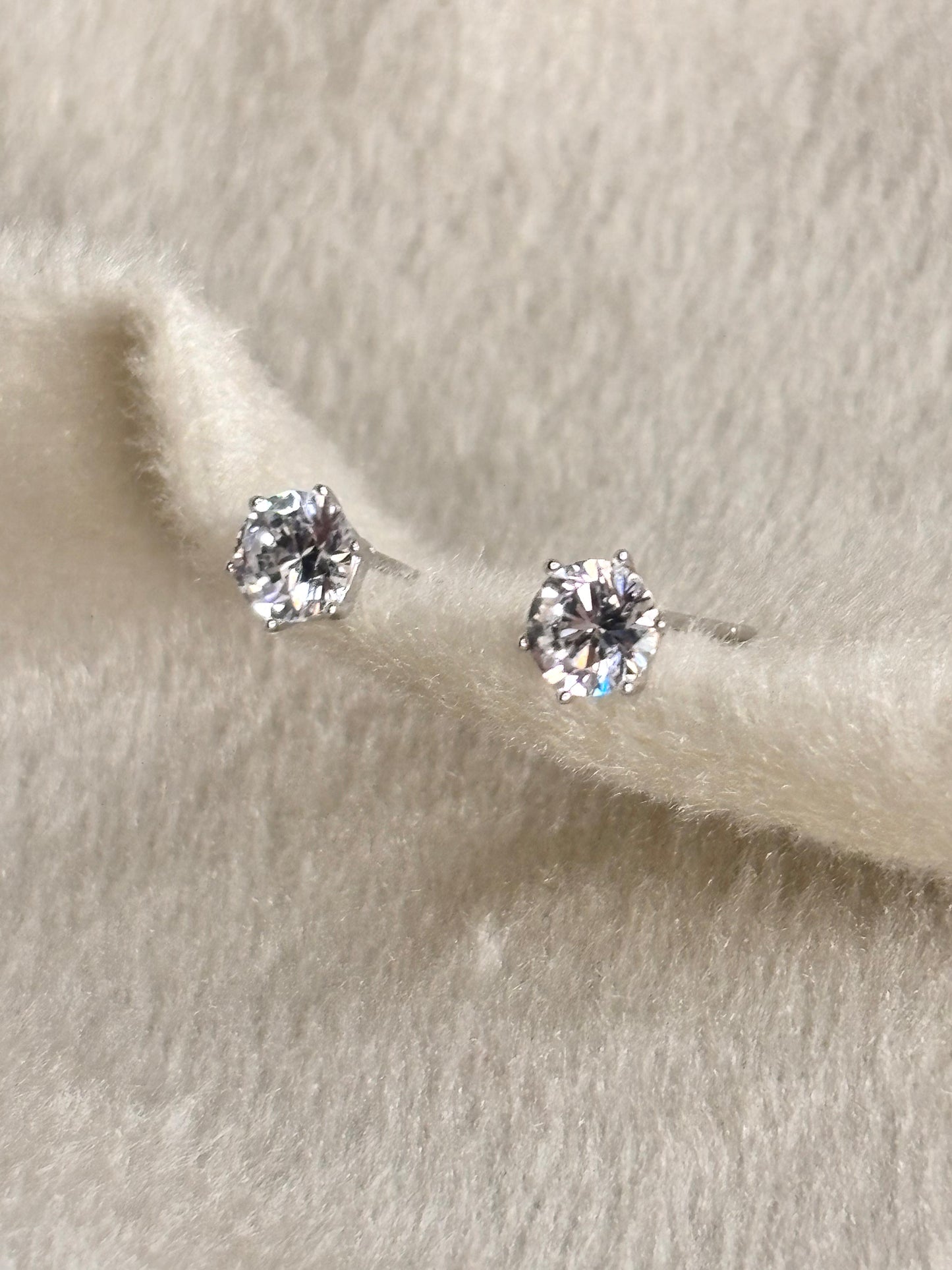Hexagon Solitaire Earrings 925 Real Silver Plated Premium Earrings