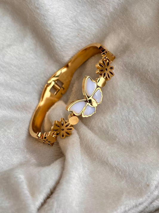 For Thin Wrist Floral Flutter Bangle 18K Gold plated Premium Bangle 2.2 - 2.4 Size