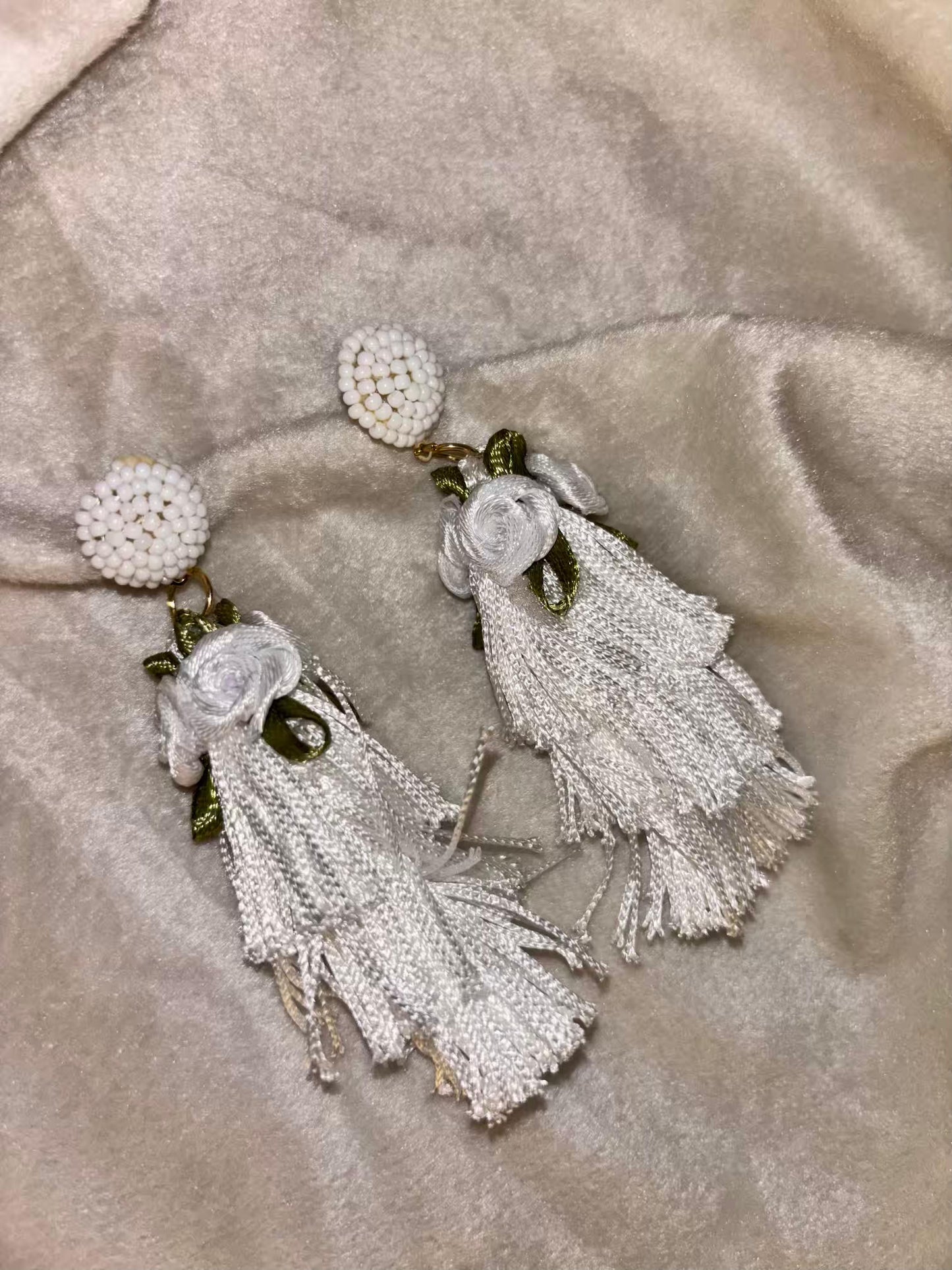 White Threads Earrings Premium Earrings