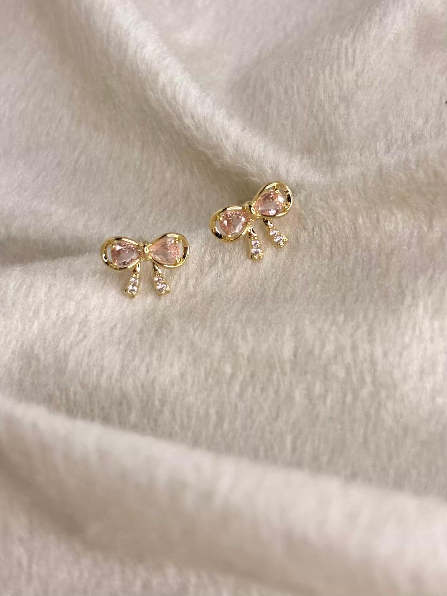 Lavender Bow Earrings 18K Gold Plated Premium Earrings