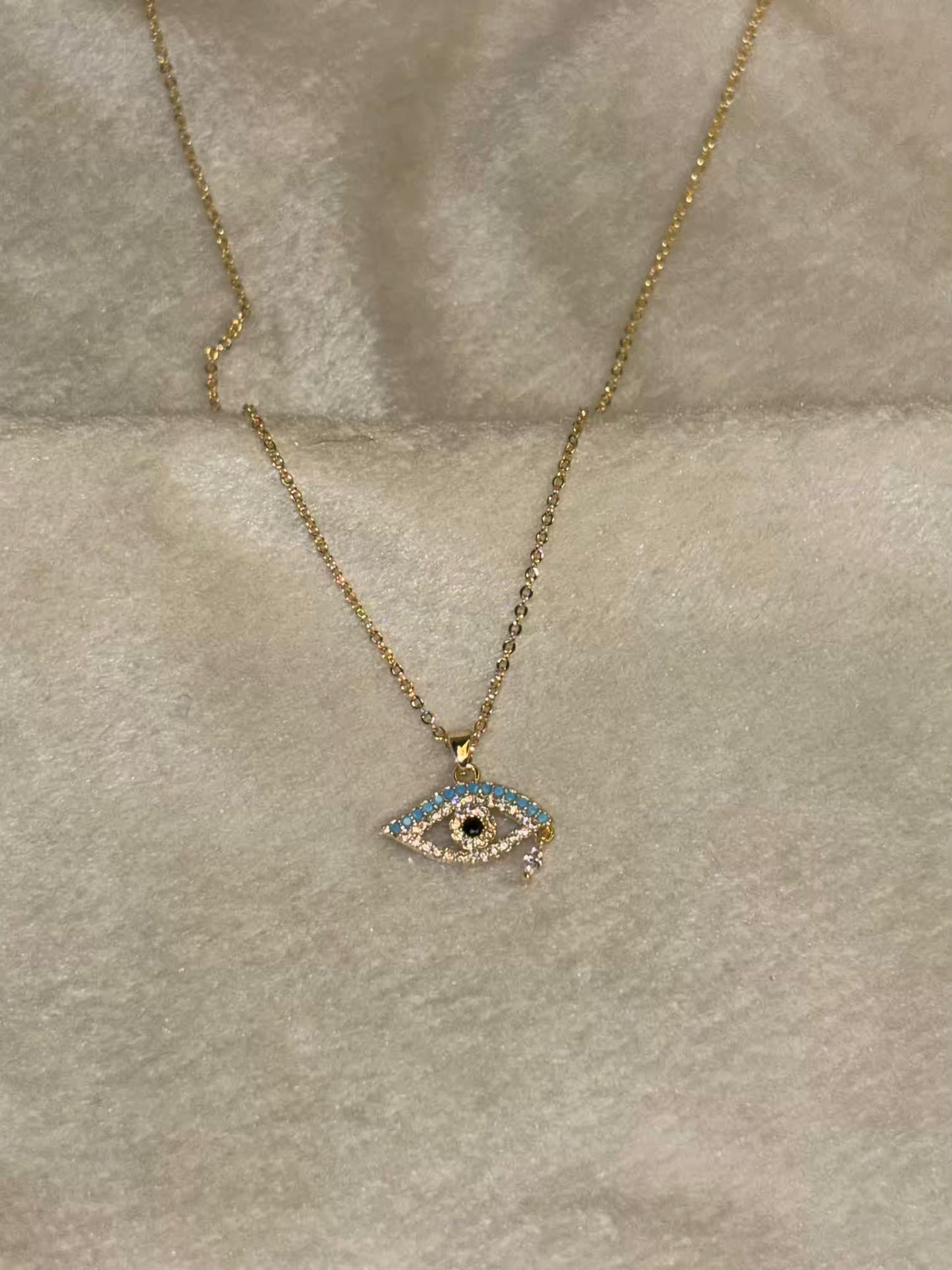 Delicate Gold Eye Necklace 18K Gold Plated Premium Necklace