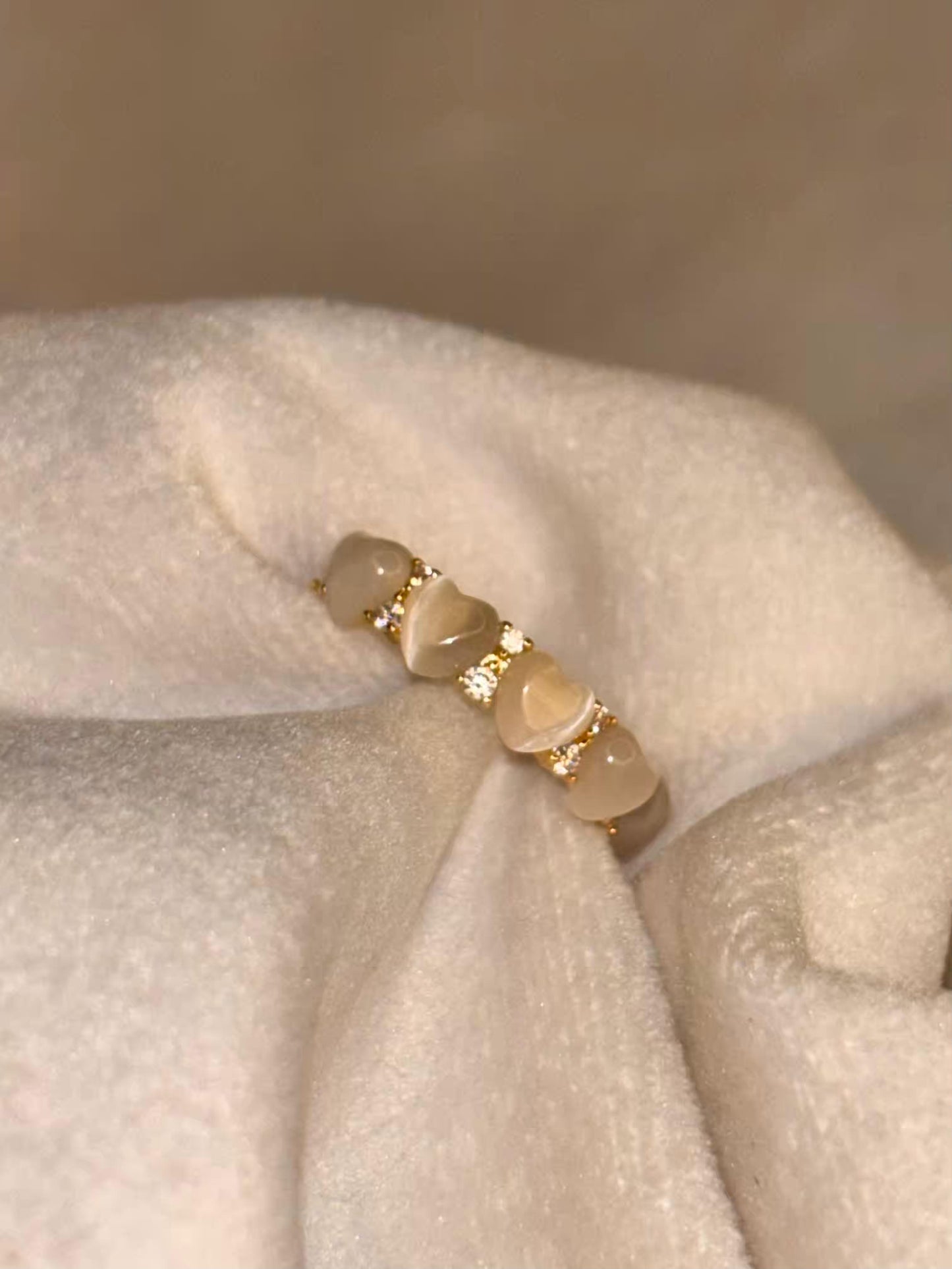 Crystal Hearts Ring 18K Gold plated Adjustable Ring