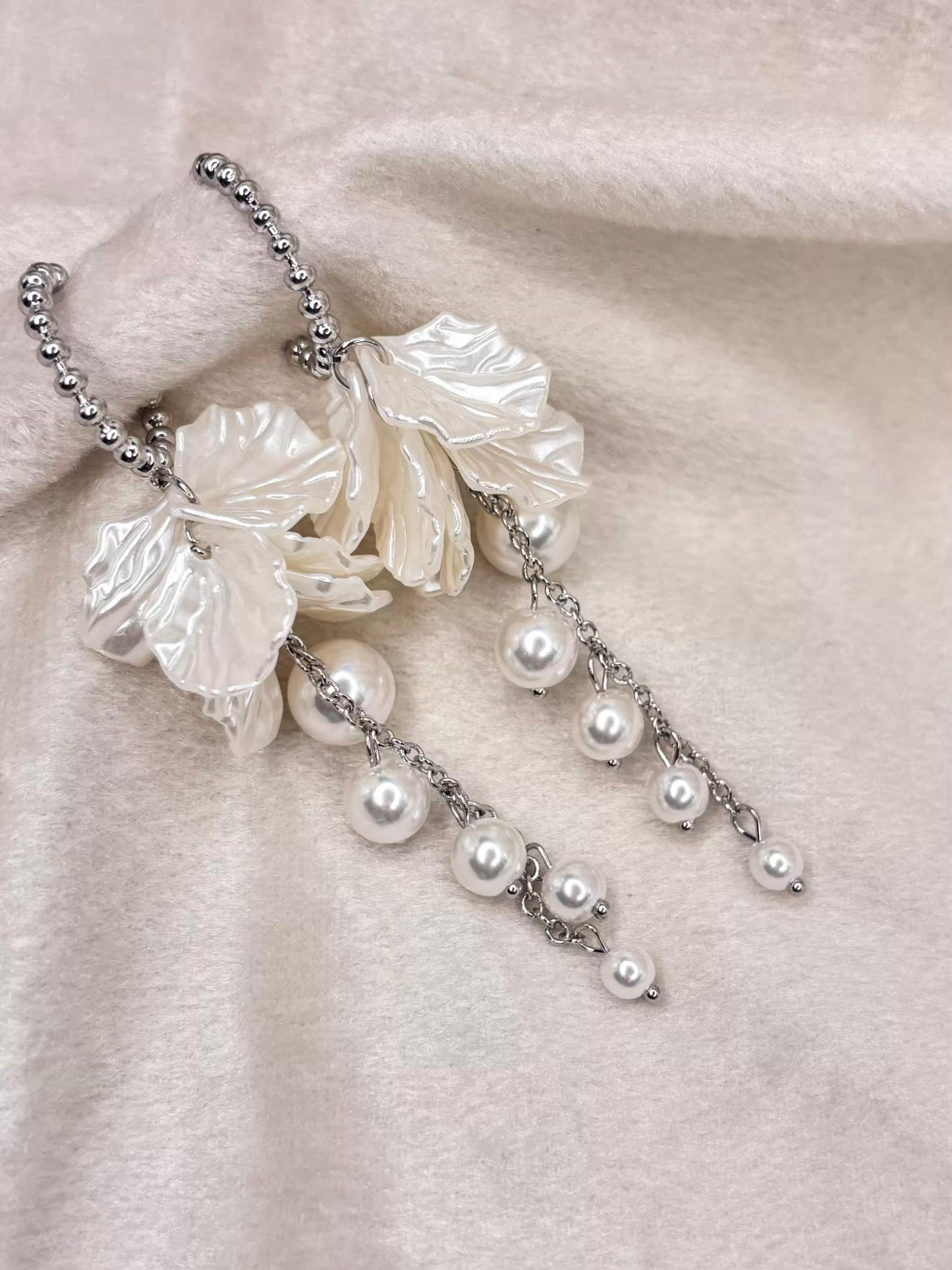 Pearl Shell Dangles Silver Plated Premium Earrings