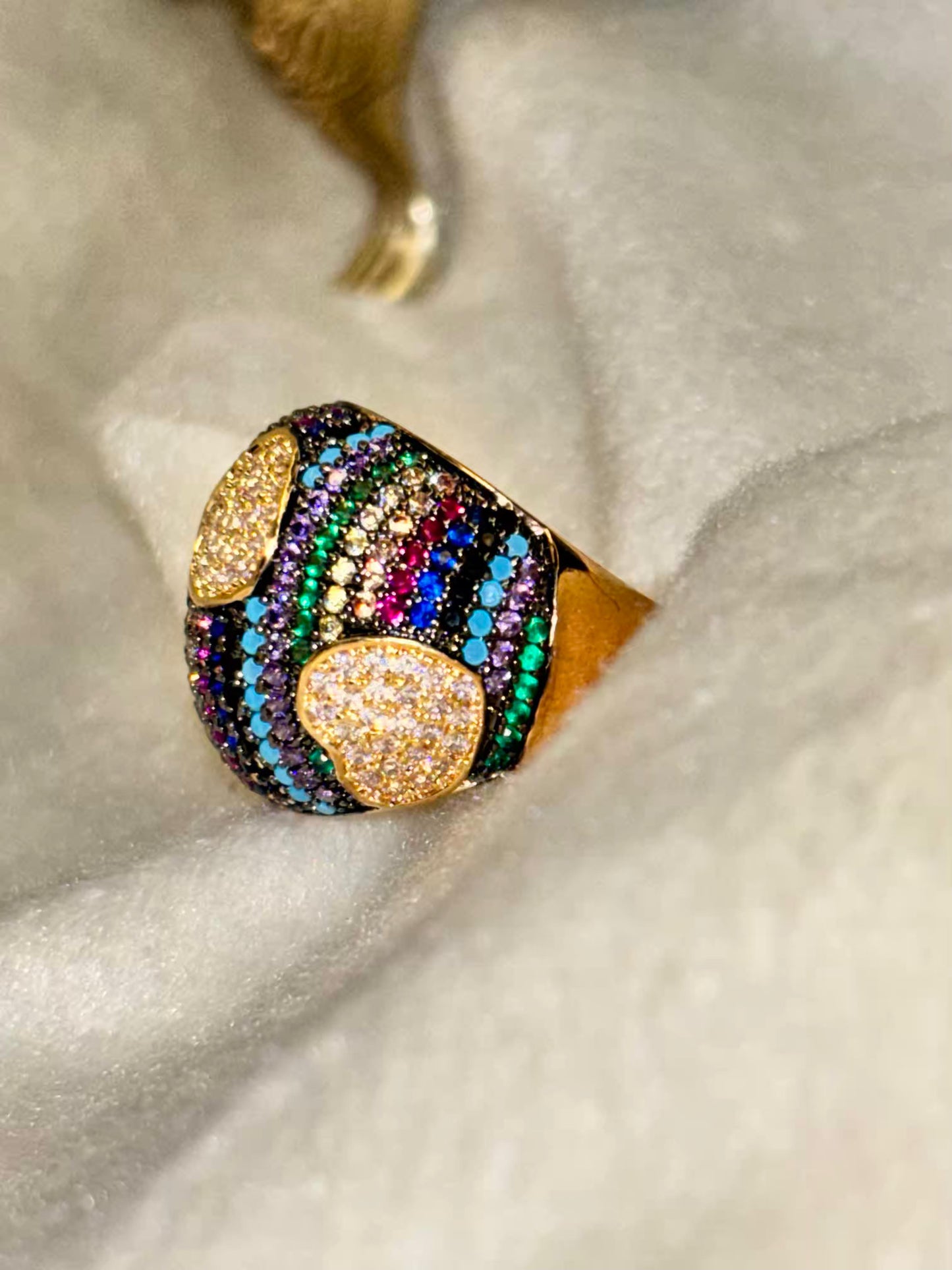 Pushtaini Color Stripes Premium Ring -18K Gold Plated