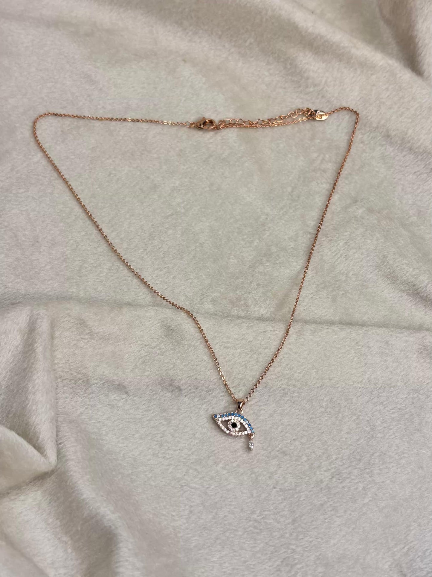 Delicate Gold Eye Necklace Rose Gold Plated Premium Necklace