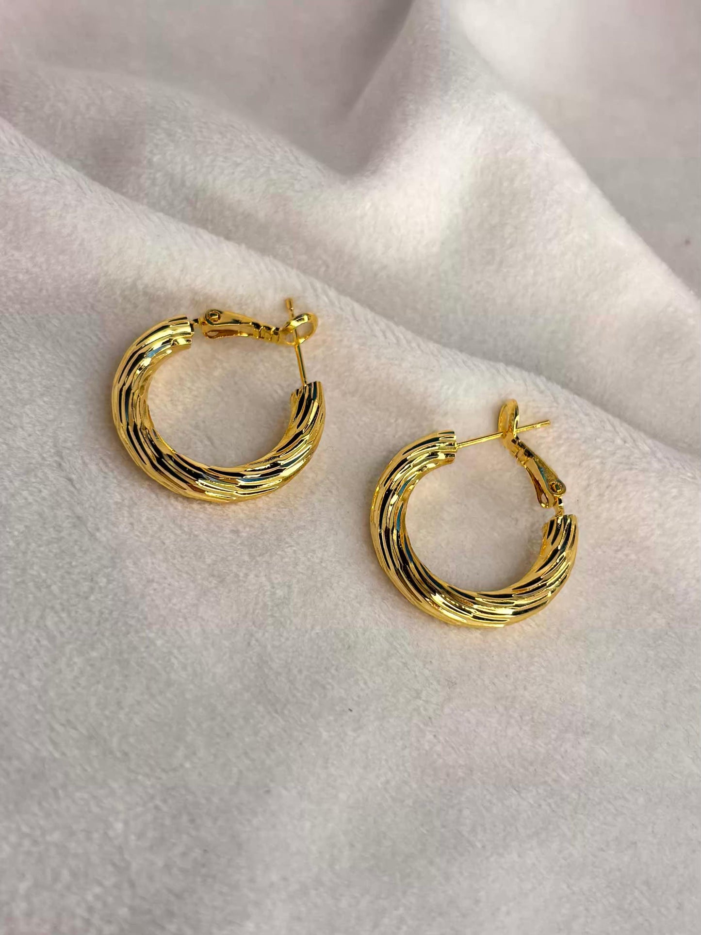 Golden Hoops Ear Studds 18K Gold Plated Premium Earrings