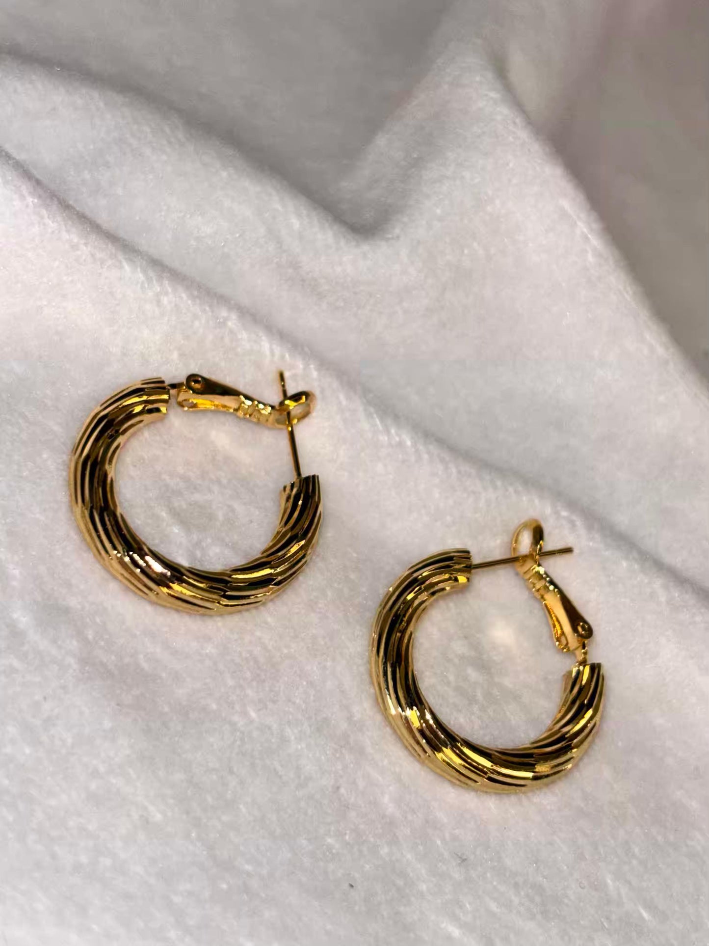 Golden Hoops Ear Studds 18K Gold Plated Premium Earrings