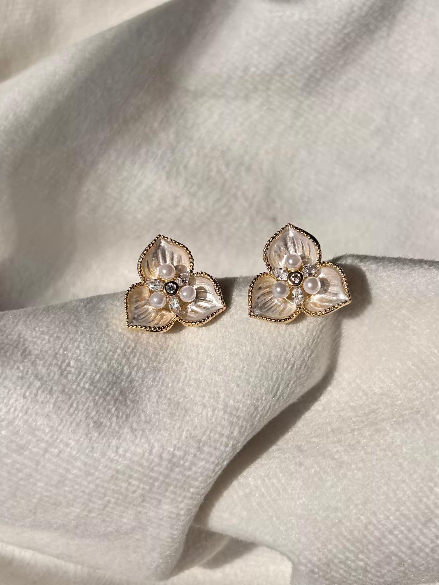 3D Clover Studds Earrings 18K Gold Plated Premium Earrings