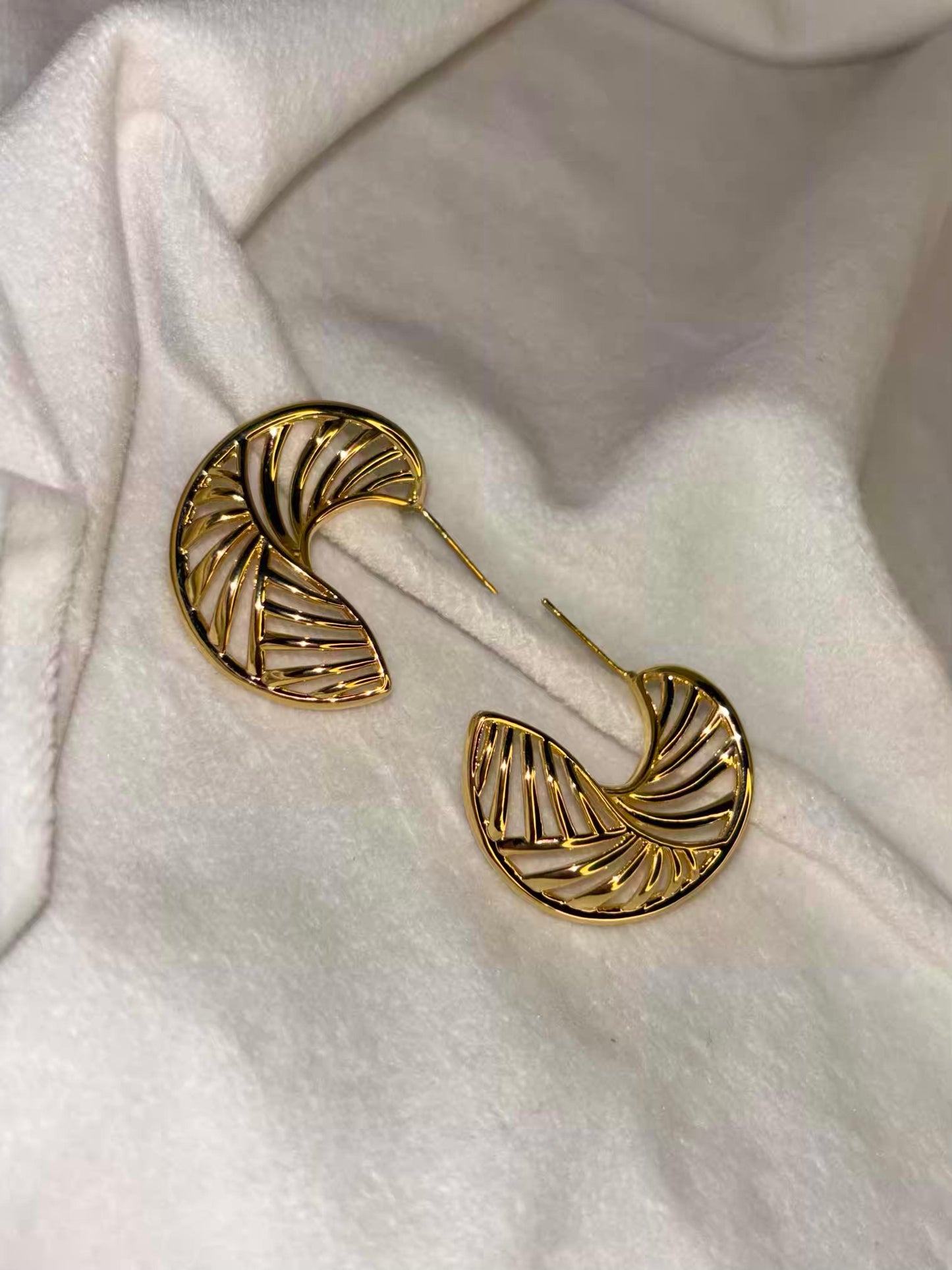 Golden Chips Ear Studds 18K Gold Plated Premium Earrings