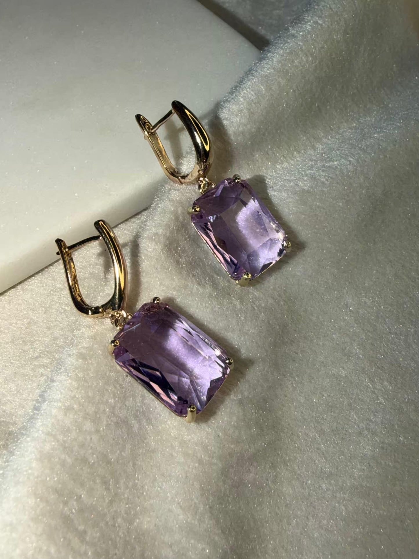Purple Stud Gold Plated Earrings