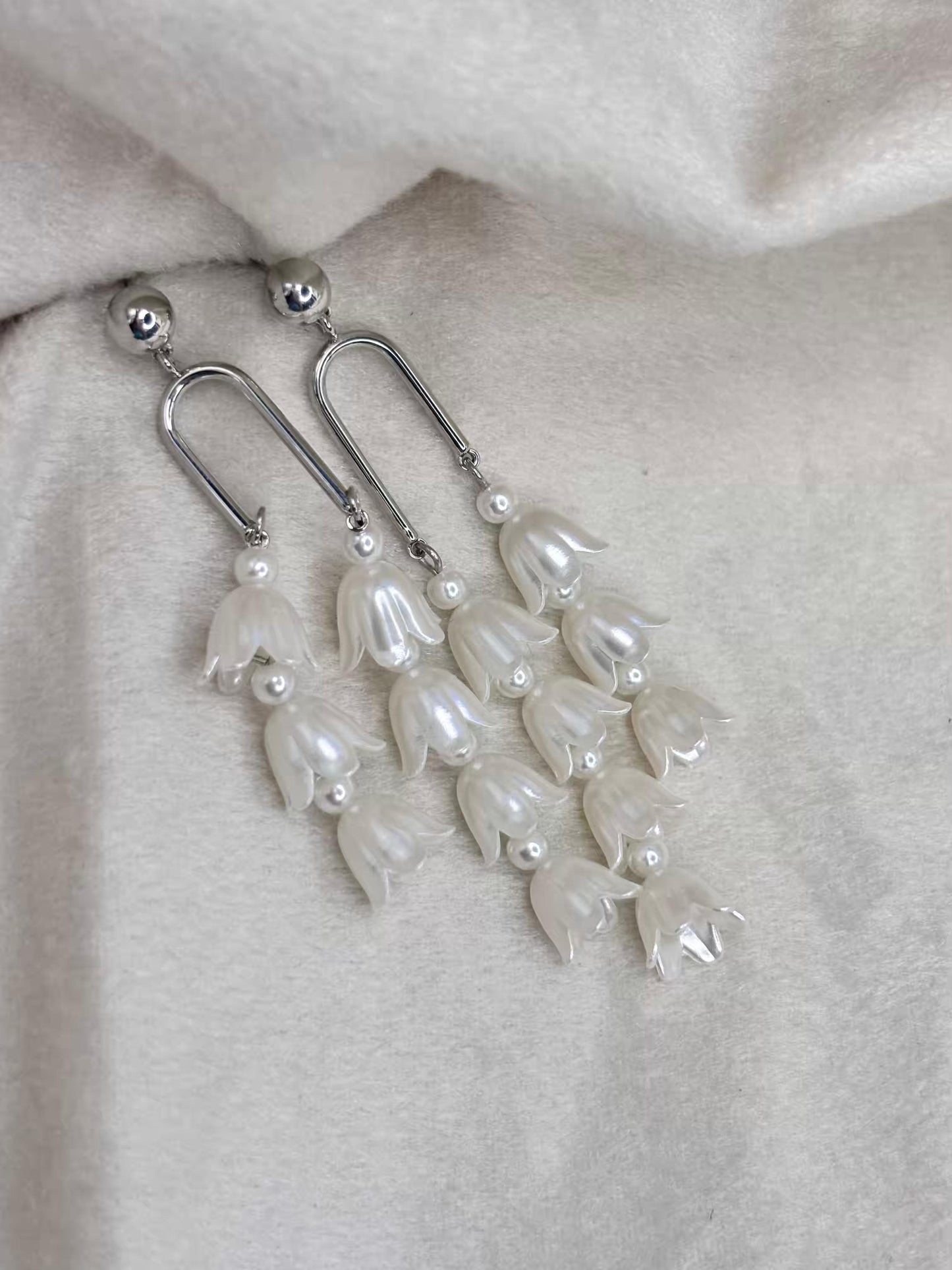 Flower String Silver Plated Premium Earrings