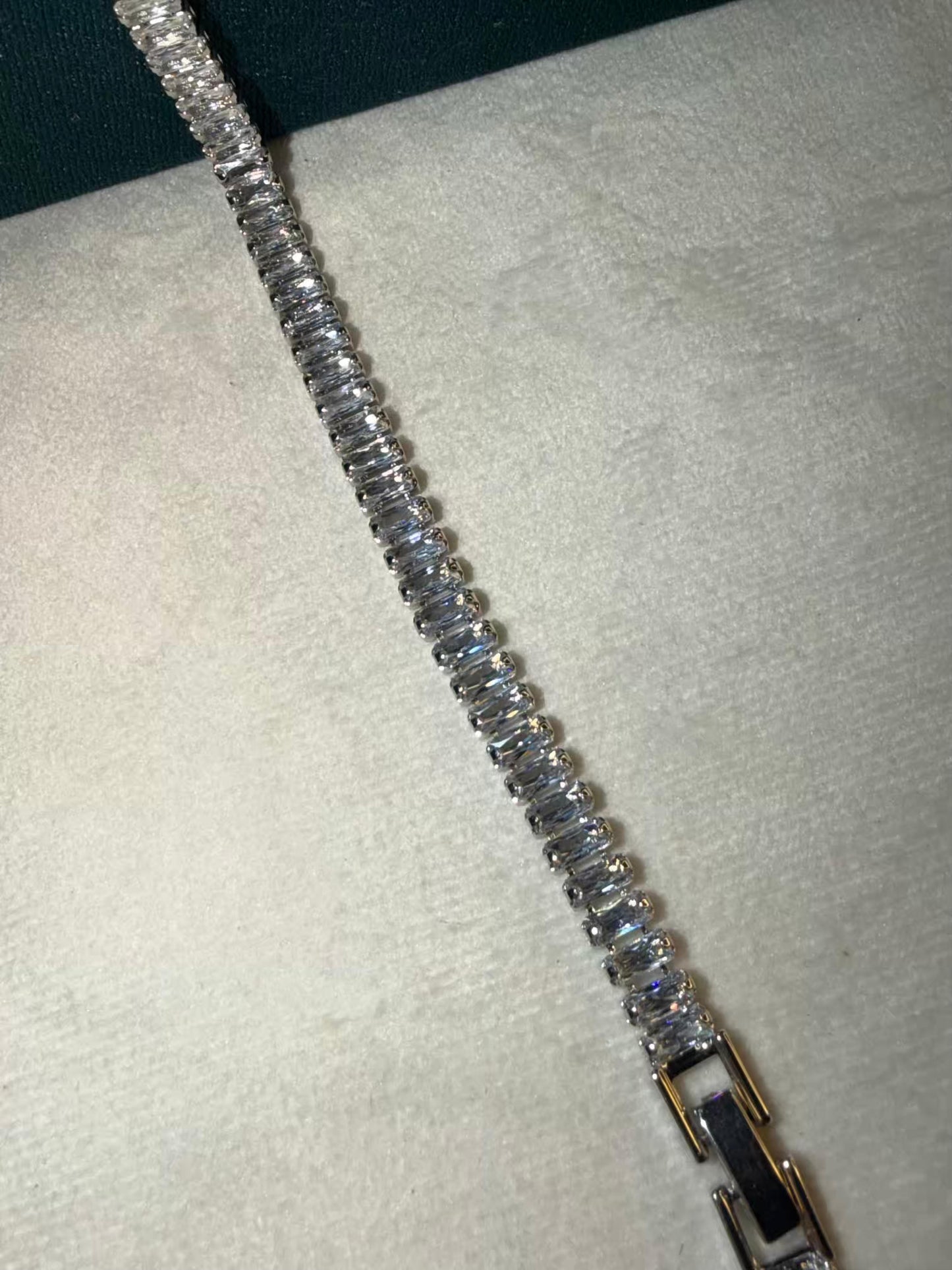 Baguette Luxe Silver Plated Tennis Bracelet