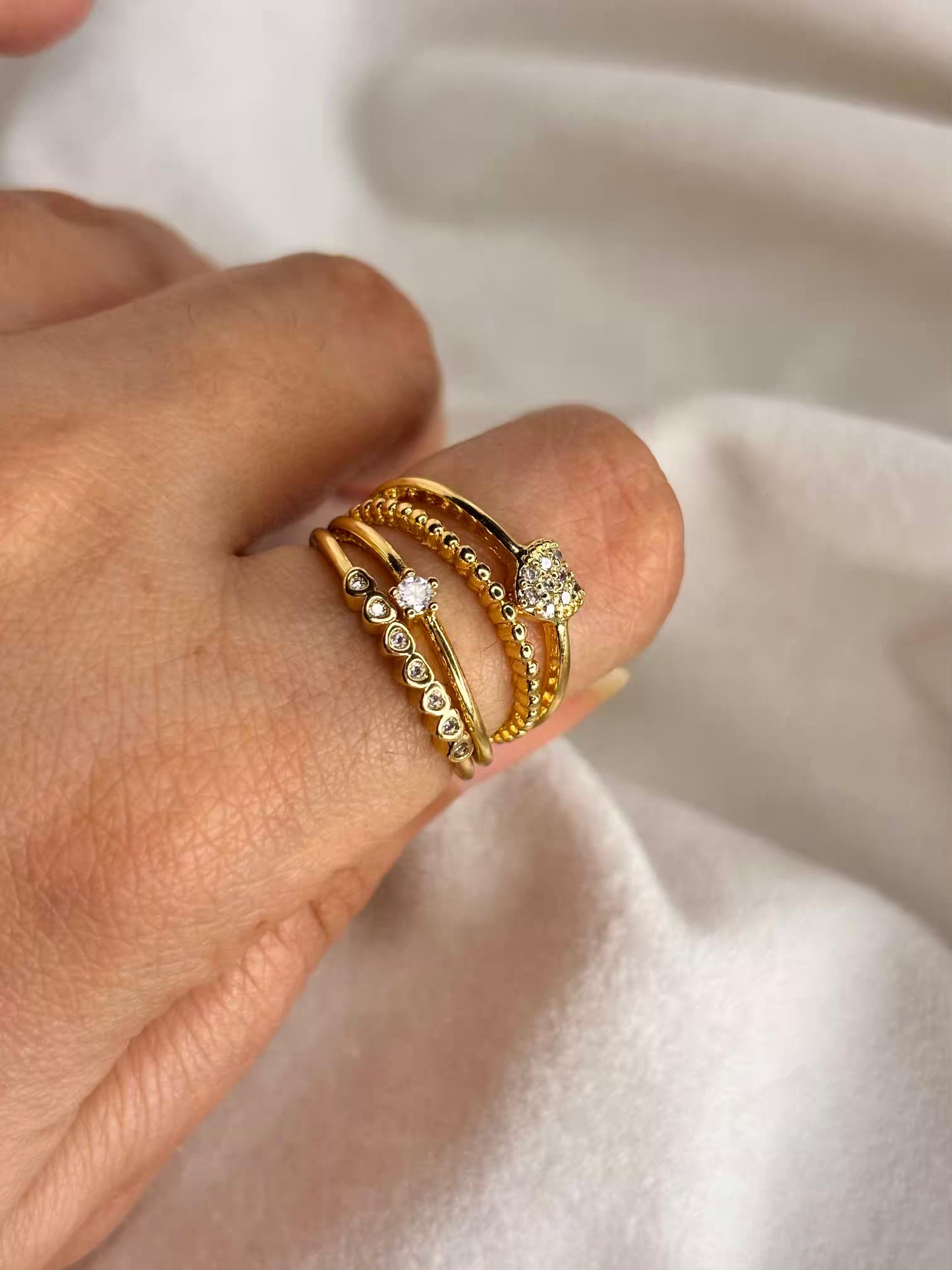 Multilayered Ring 18K Gold plated Adjustable Ring